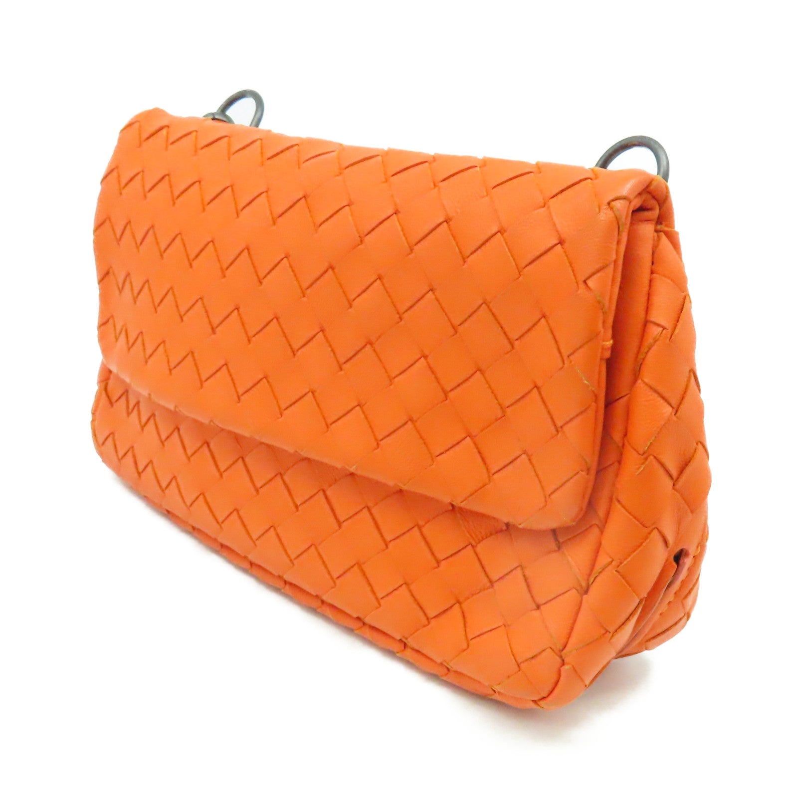 BOTTEGA VENETA 【激減優惠】織紋皮革Chain Shoulder Bag鏈帶肩背袋橙色