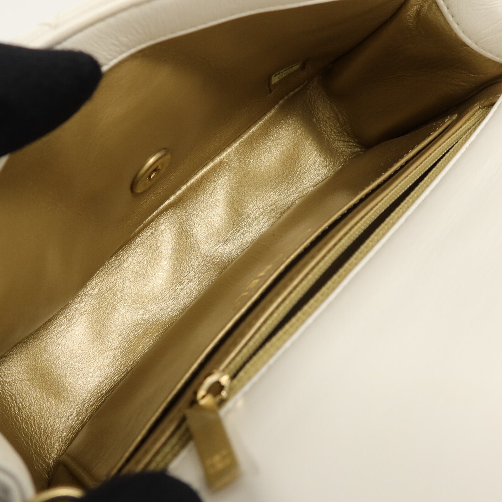 CHANEL 羊皮皮革Mini Classic 20 Gold Ball鏈帶肩背袋