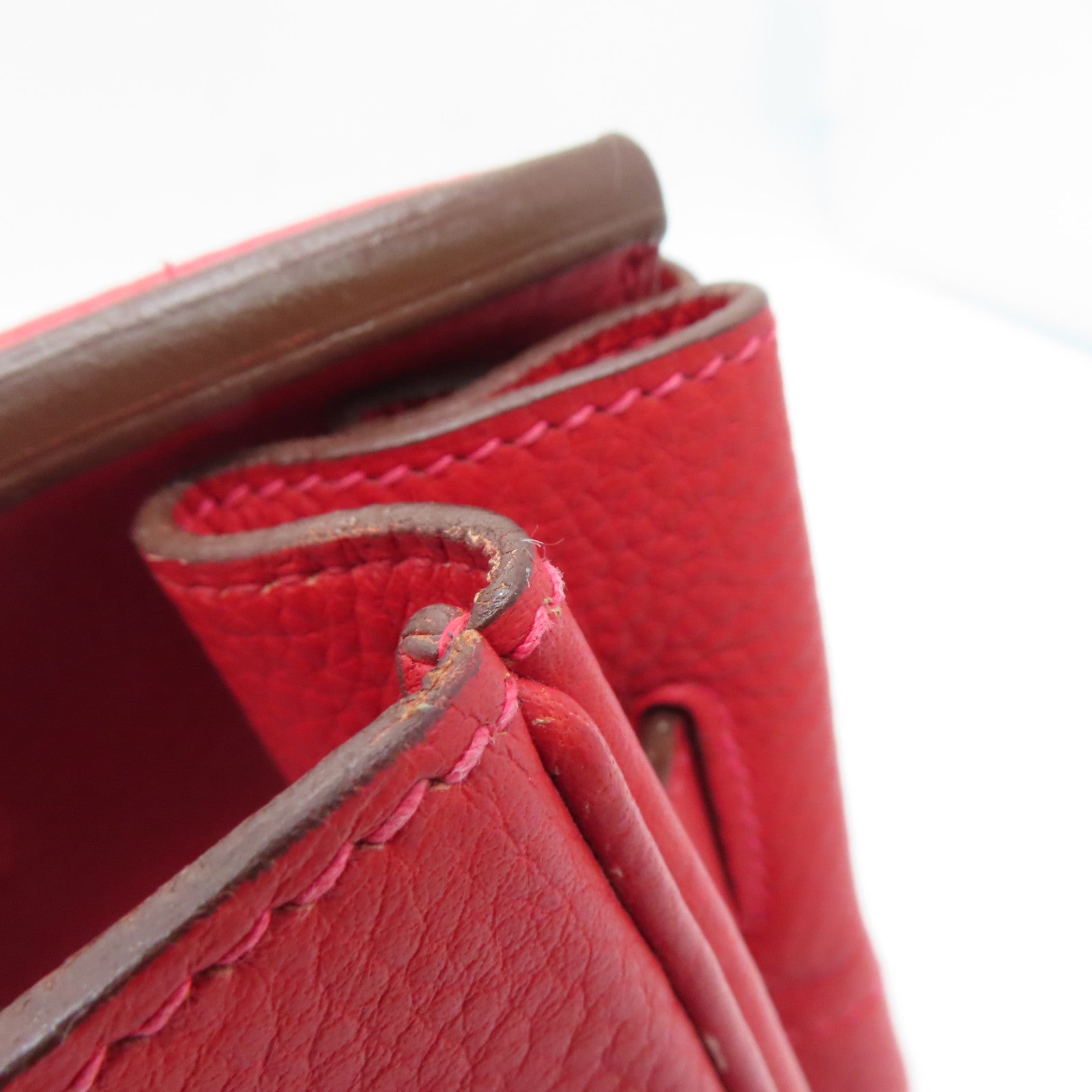 HERMES Clemence皮革Shoulder Birkin銀扣肩背袋紅色