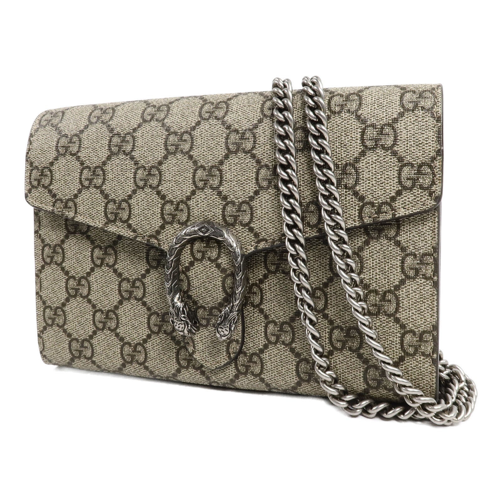 GUCCI 塗層帆布Dionysus Wallet On Chain鏈帶肩背袋