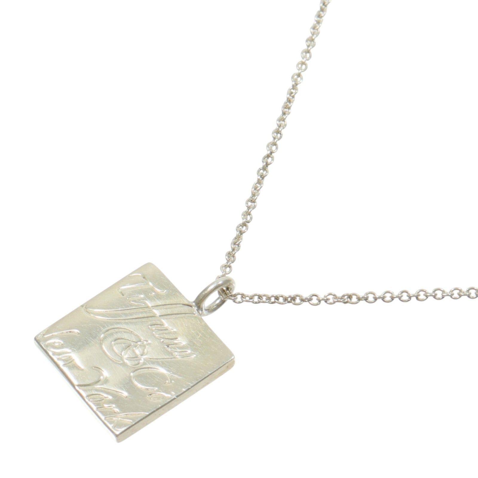 TIFFANY＆CO 925純銀Square Pendant Necklace項鍊
