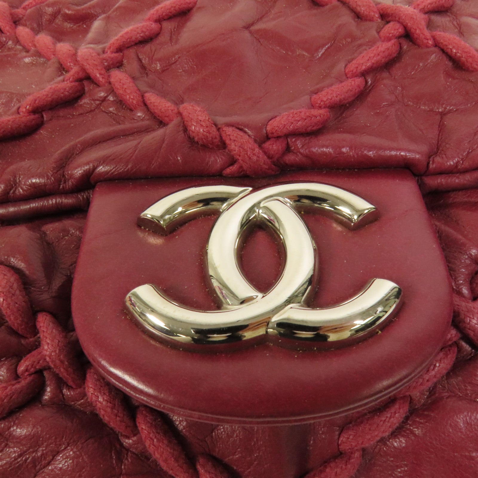 CHANEL 牛皮皮革Chain Shoulder銀扣鏈帶肩背袋