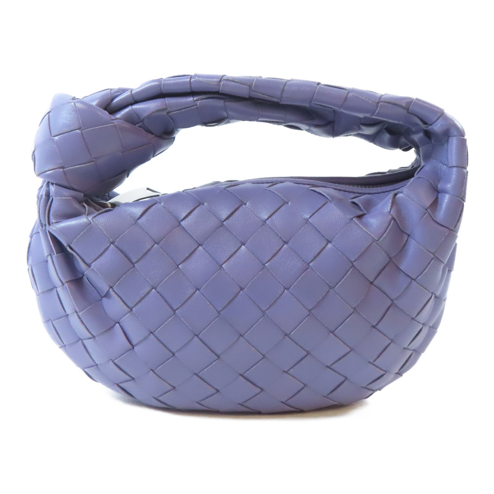 BOTTEGA VENETA 【激減優惠】牛皮皮革Mini Jodie銀扣手挽袋紫色