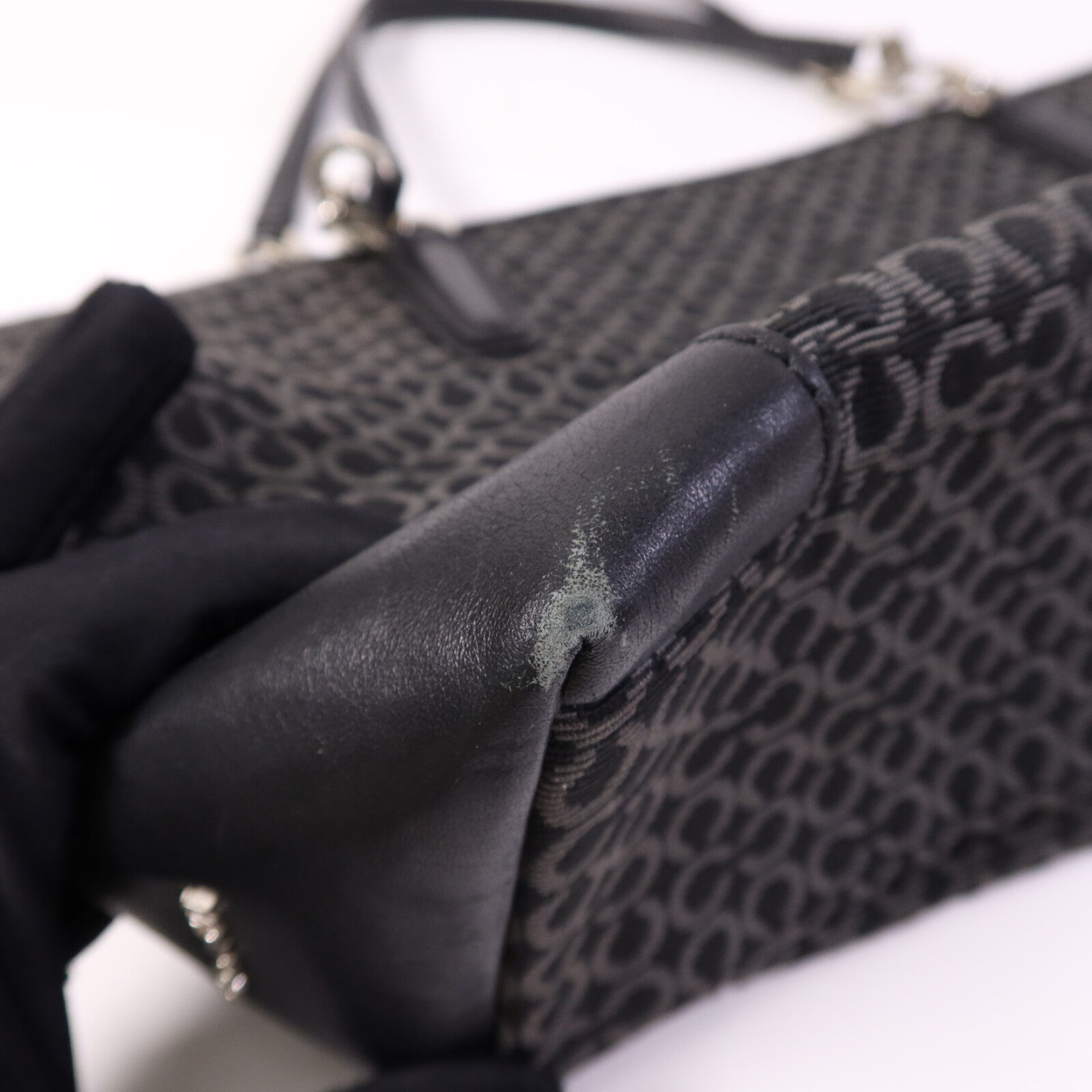 COACH 帆布Tote Bag銀扣肩背袋