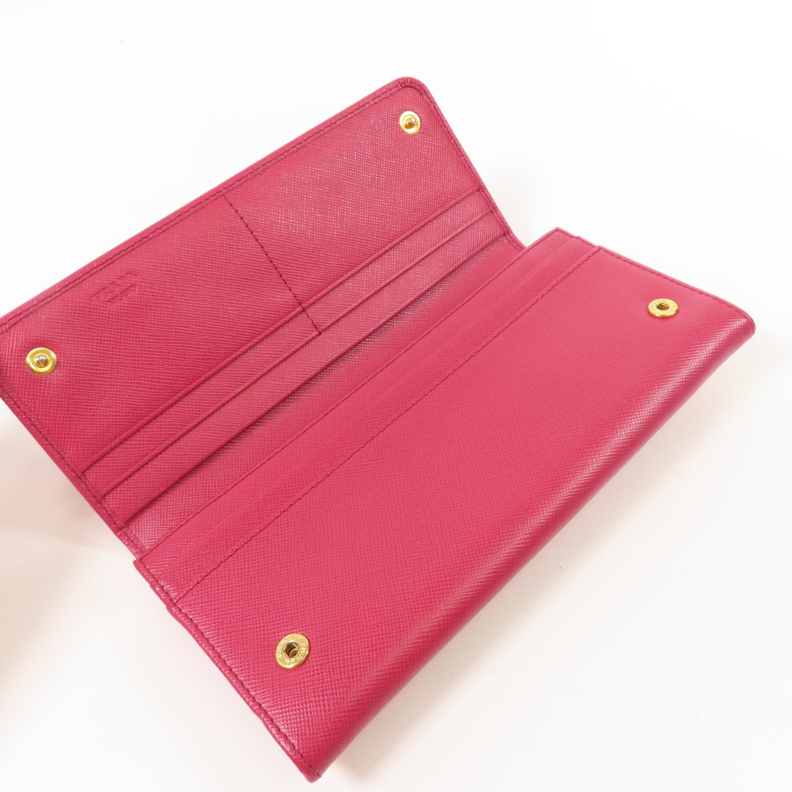 PRADA GHW Long Wallet Bi-fold Wallet Calfskin Leather Pink