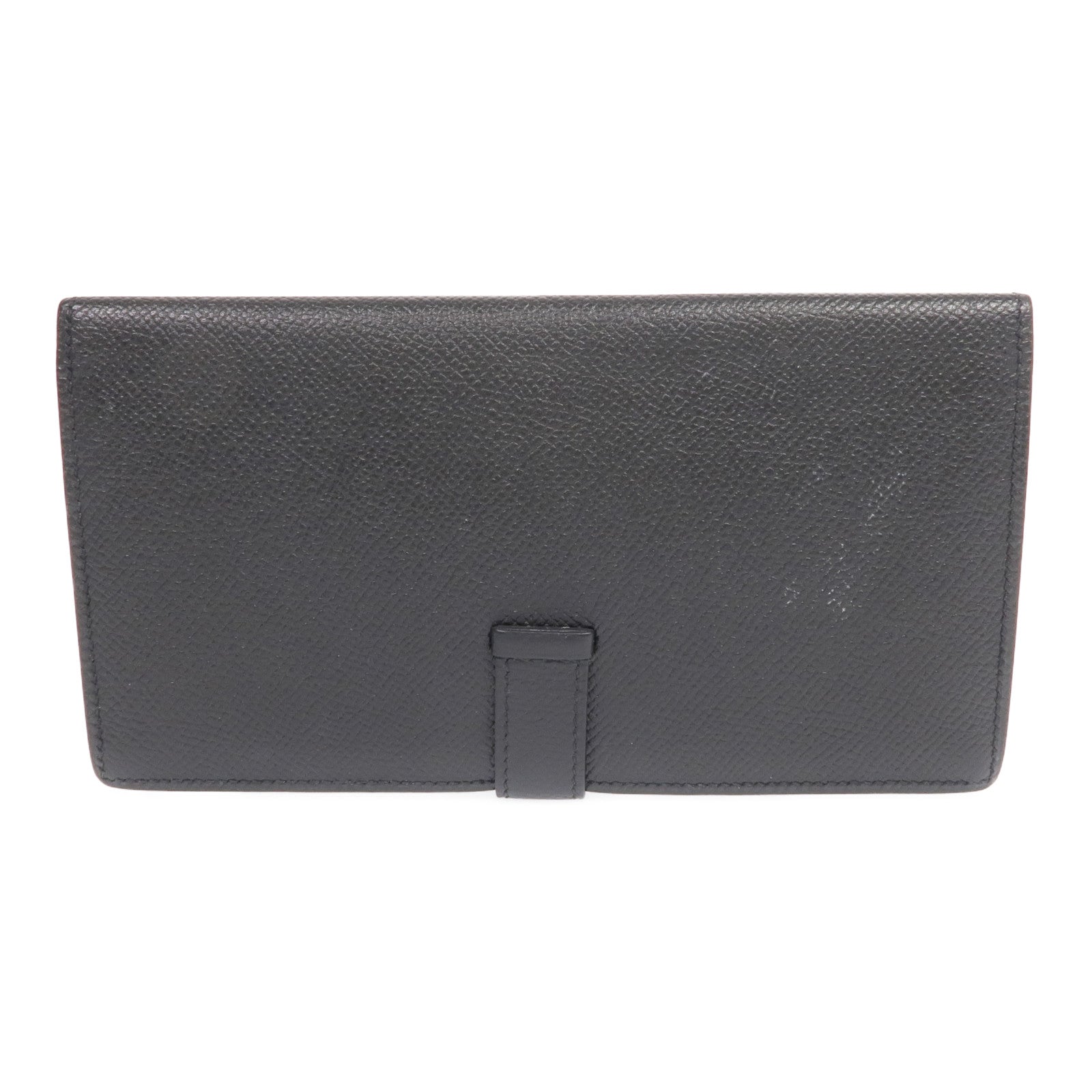 HERMES Epsom皮革Bearn Long Wallet銀扣長錢包Noir