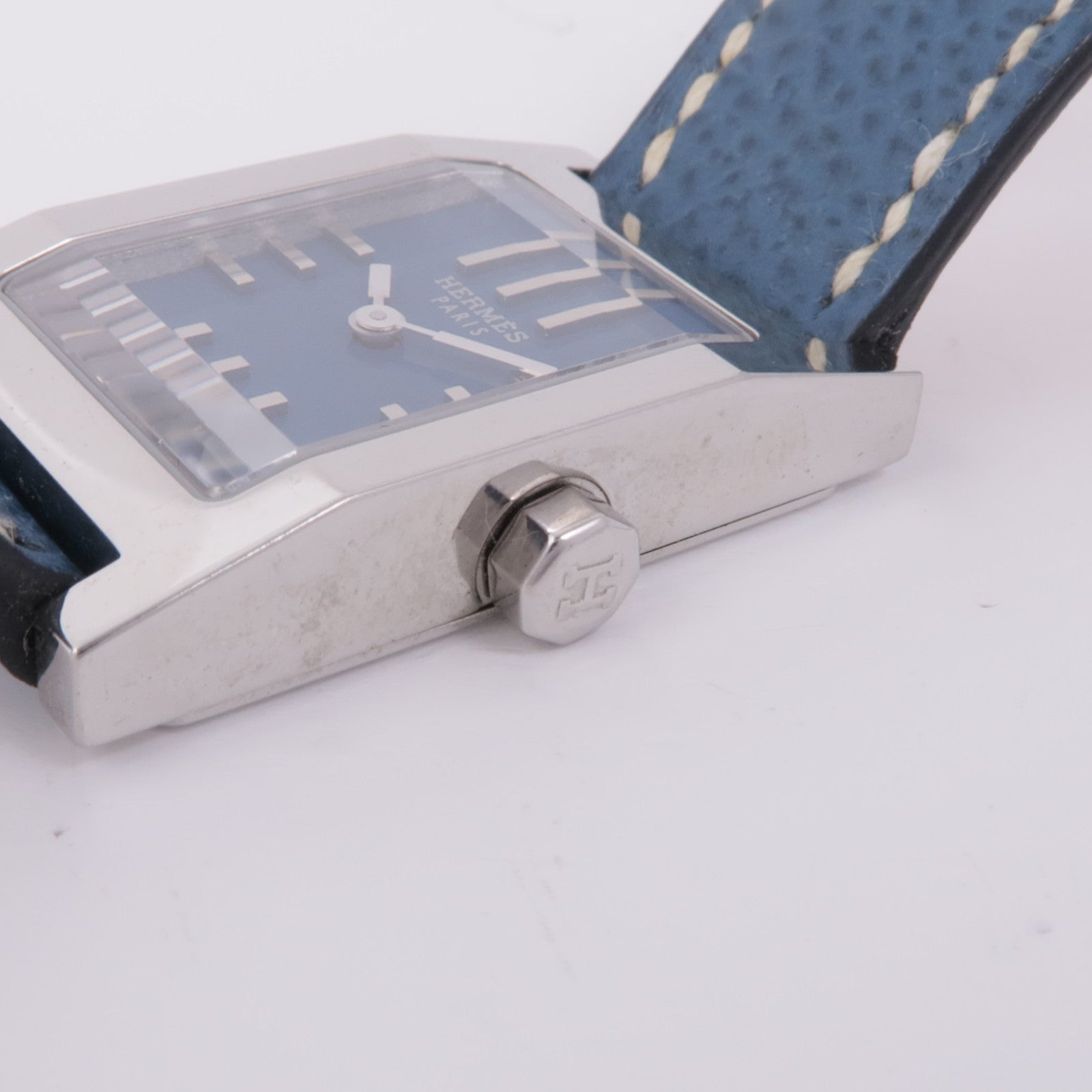 HERMES H Watch TA1.210 Quartz Watch Stainless Steel/Leather Blue
