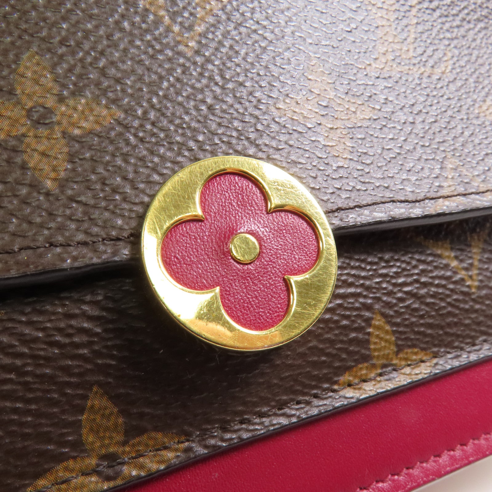 LOUIS VUITTON Monogram Flore Chain Wallet金扣鏈帶肩背袋