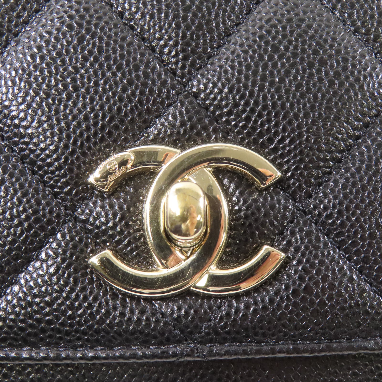 CHANEL 牛皮皮革2 Way Shoulder Bag金扣手挽肩背兩用袋黑色