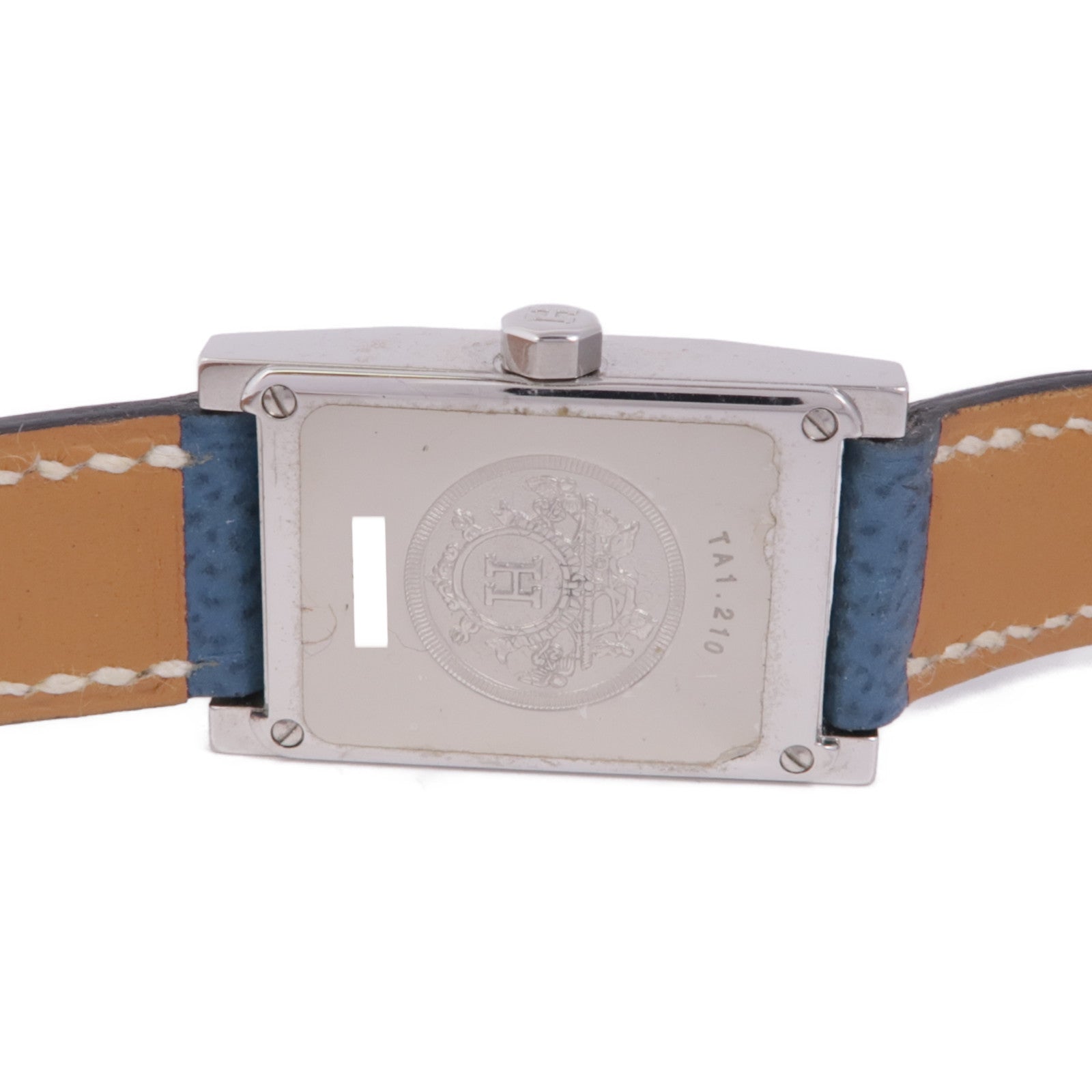 HERMES H Watch TA1.210 Quartz Watch Stainless Steel/Leather Blue