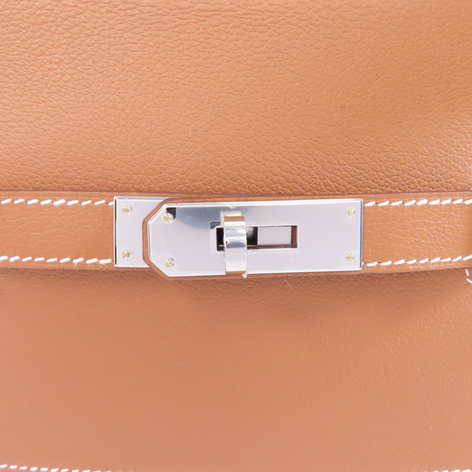 HERMES Evercolor皮革Mini Jypsiere銀扣肩背袋Gold/棕色