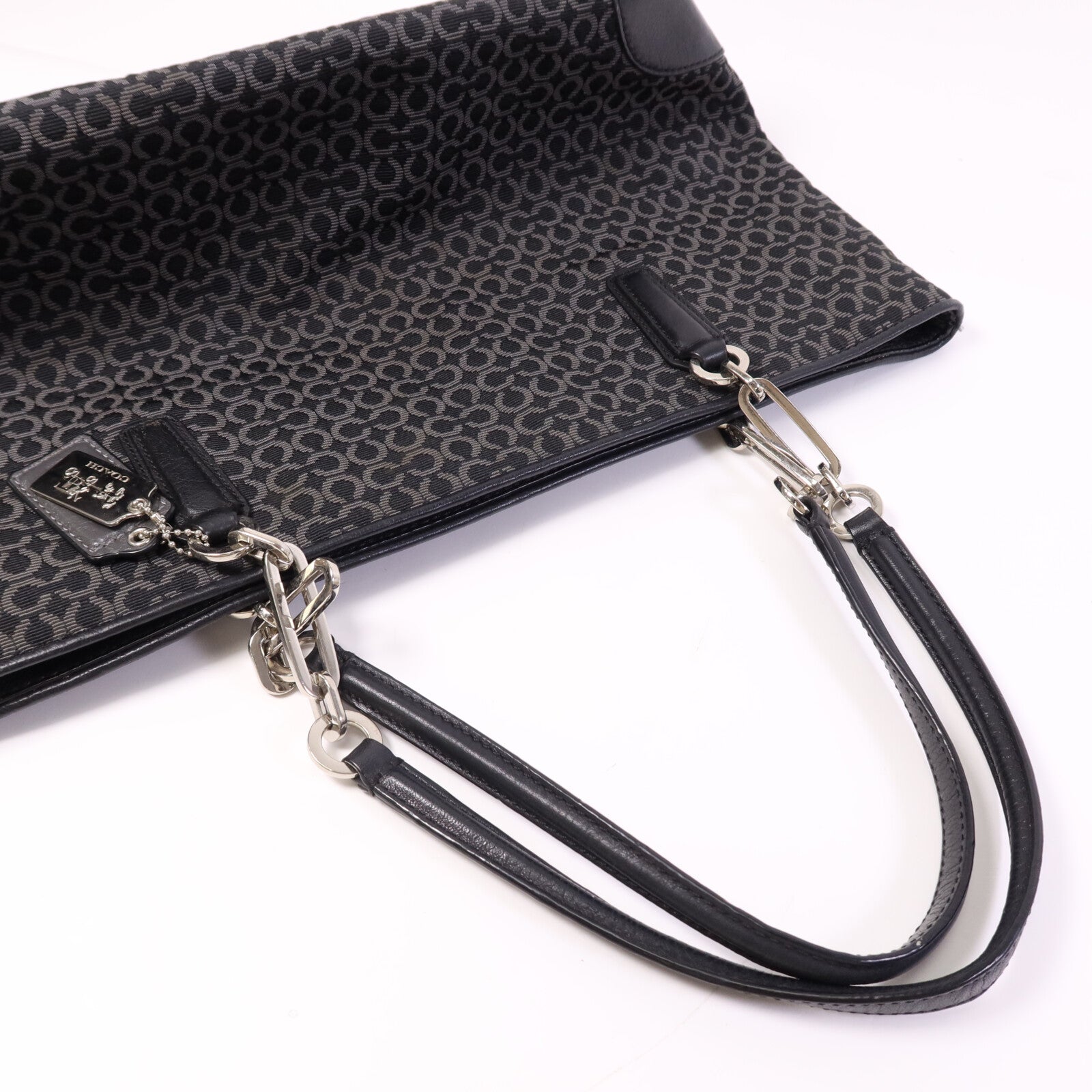 COACH 帆布Tote Bag銀扣肩背袋