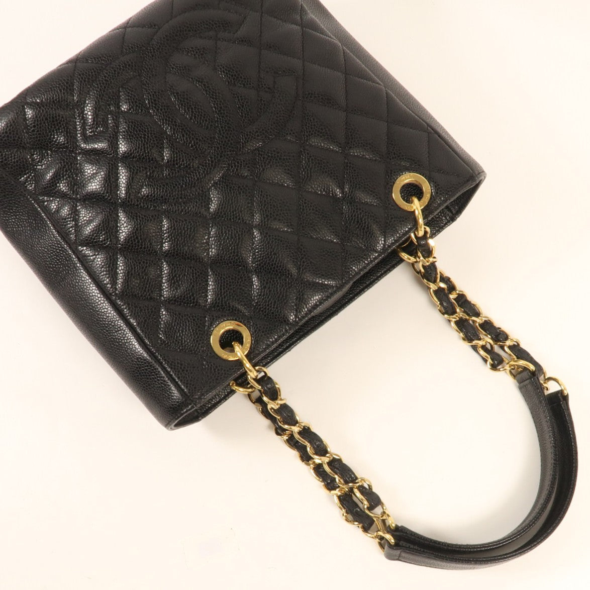 CHANEL 牛皮皮革Shoulder Bag 金扣鏈帶肩背袋