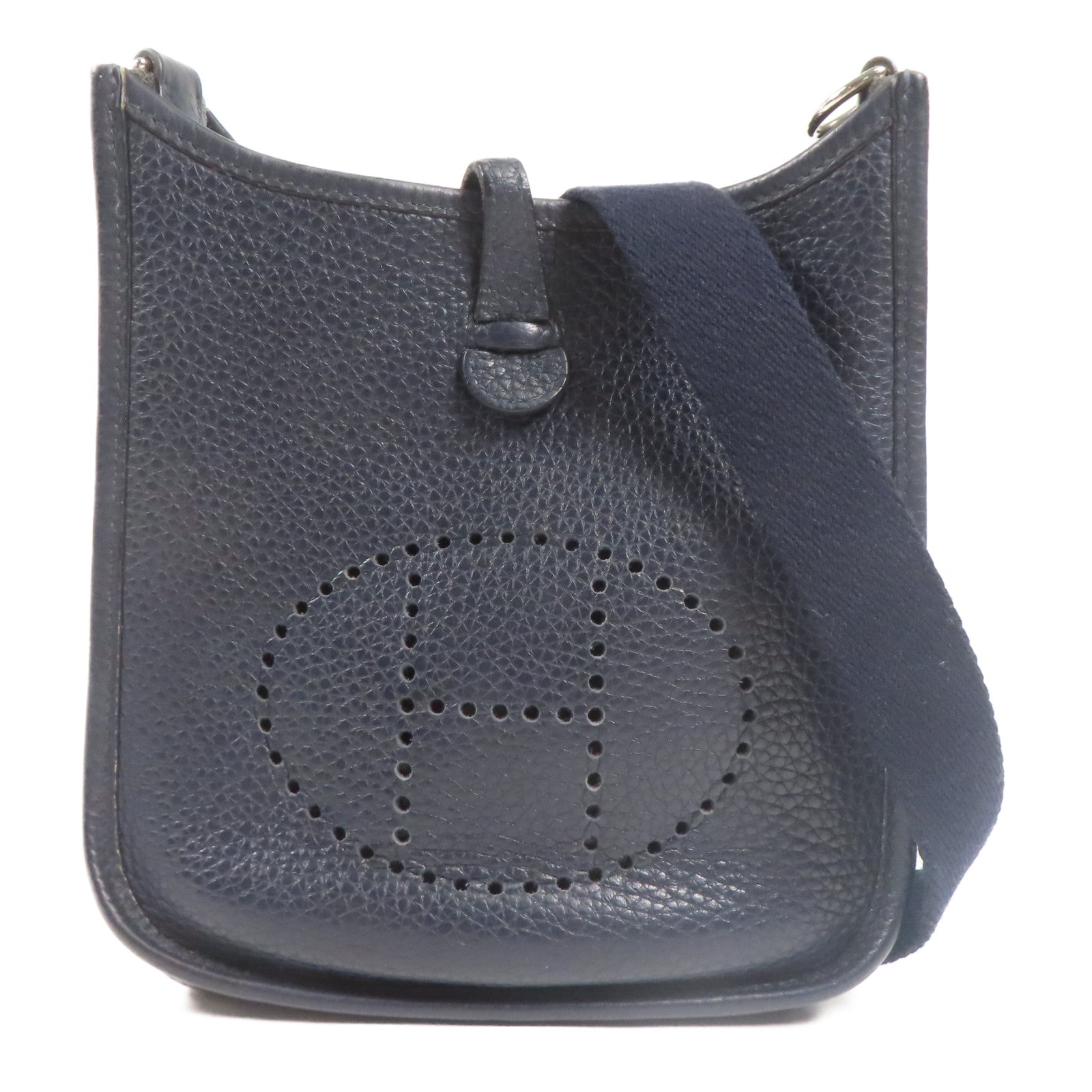 HERMES PHW Evelyne TPM Shoulder Bag Clemence Leather Bleu Ocean