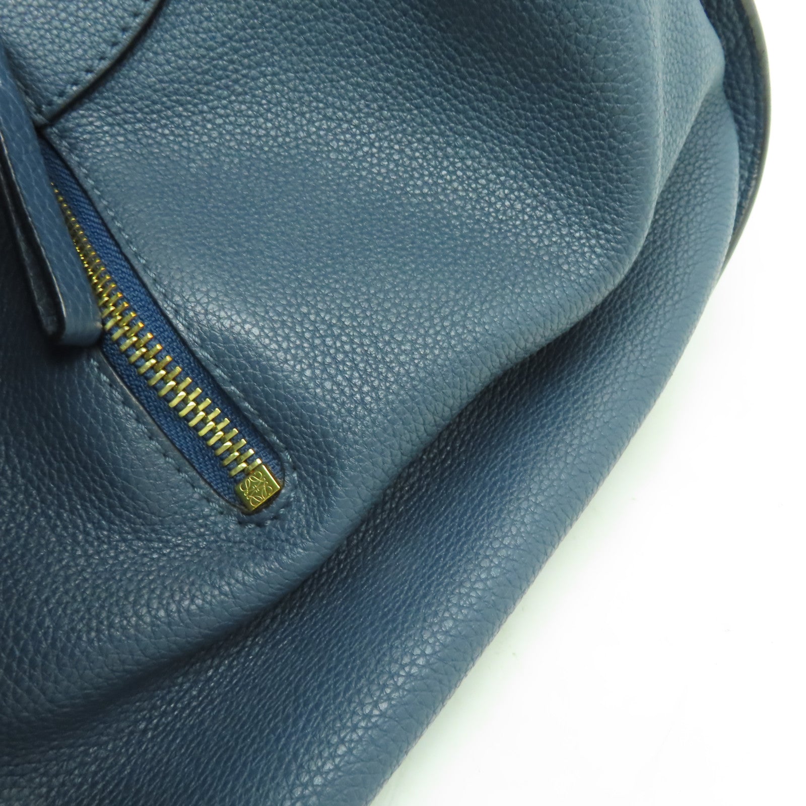 LOEWE 牛皮皮革Hammock Bag金扣手挽肩背兩用袋藍色
