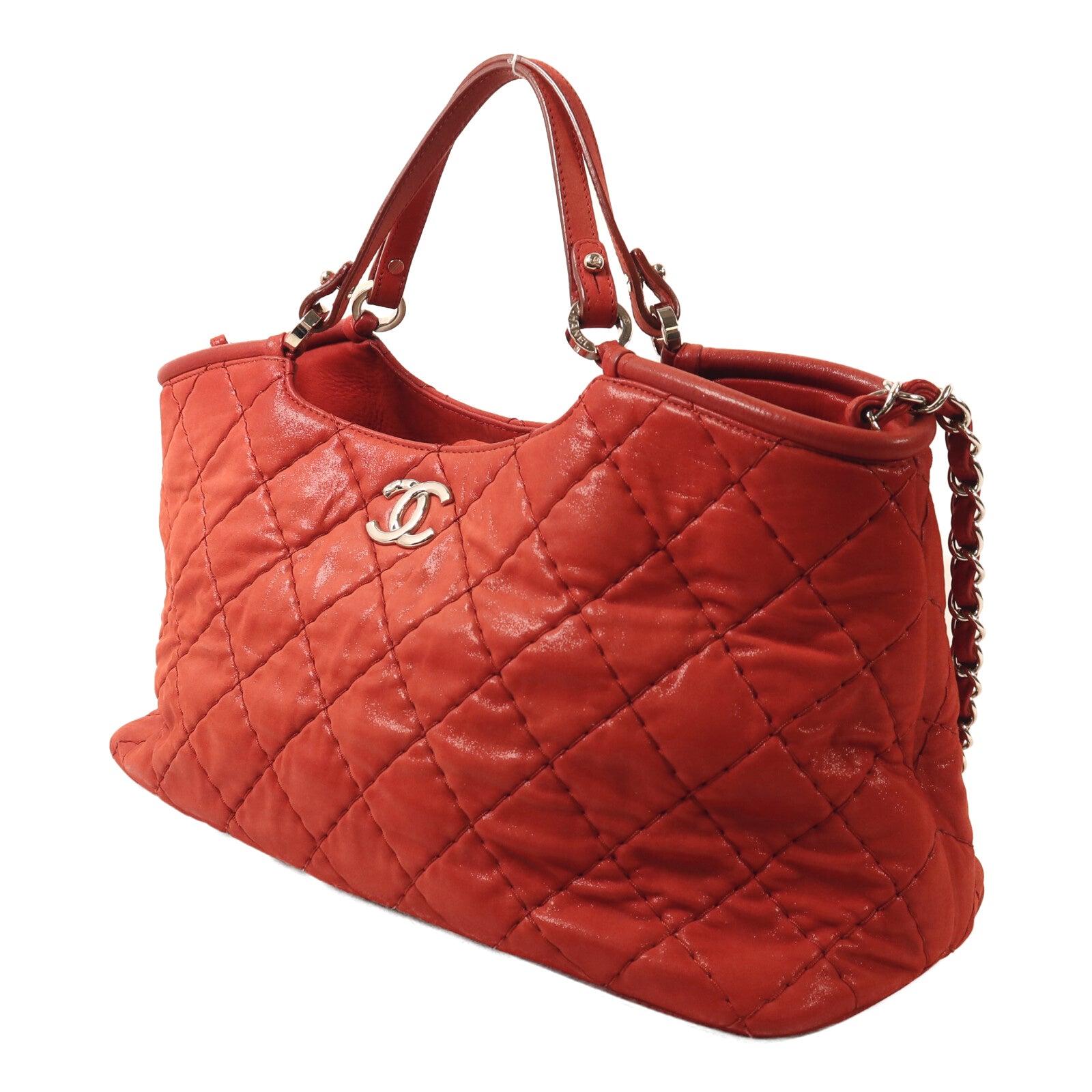 CHANEL 牛皮皮革Shoulder Bag銀扣鏈帶手挽肩背兩用袋