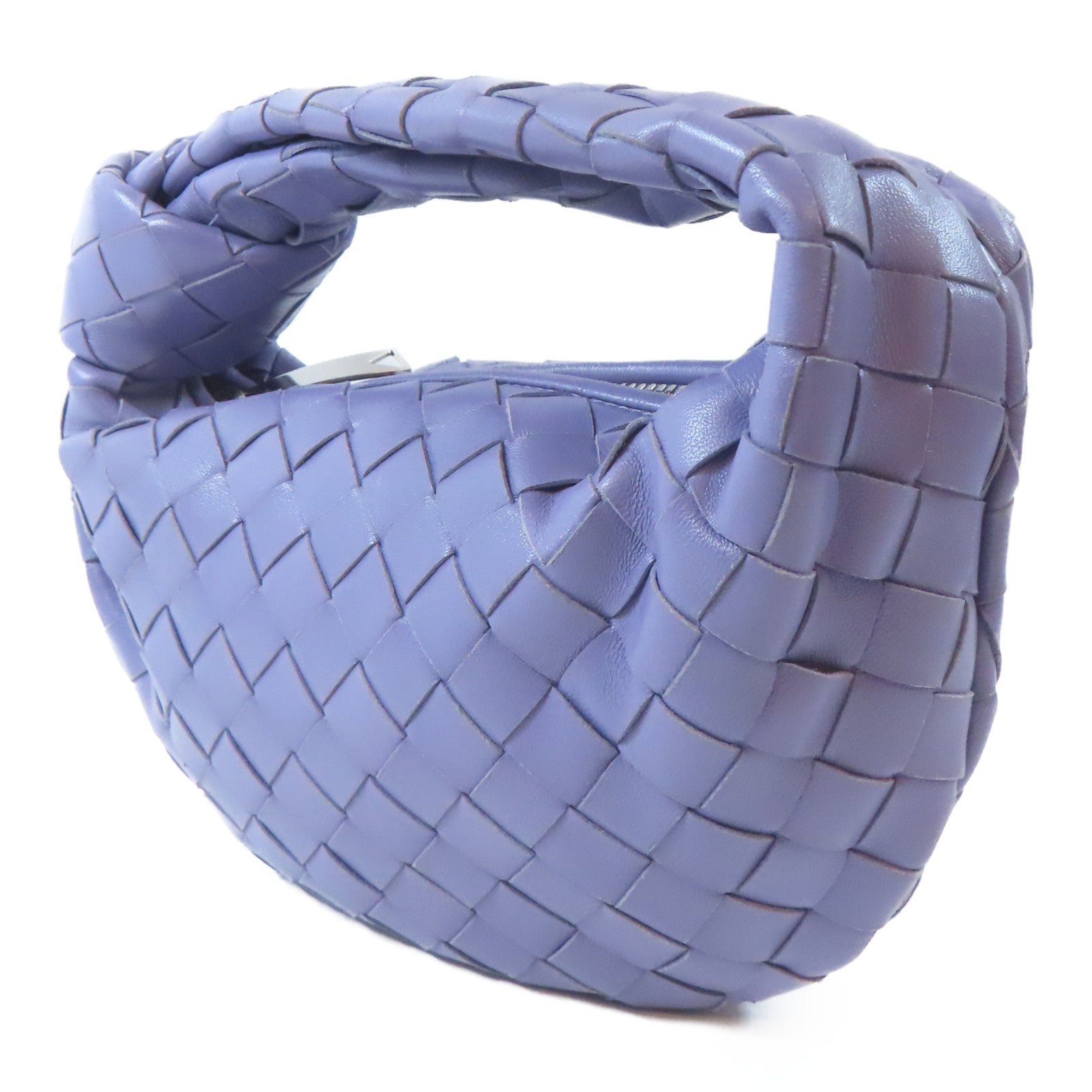 BOTTEGA VENETA 【激減優惠】牛皮皮革Mini Jodie銀扣手挽袋紫色