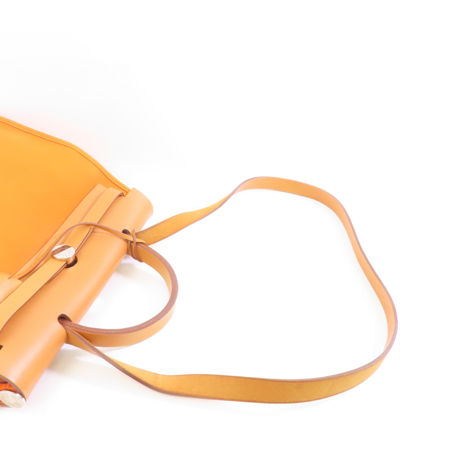 HERMES 帆布/皮革Herbag PM銀扣手挽肩背兩用袋橙色/啡色