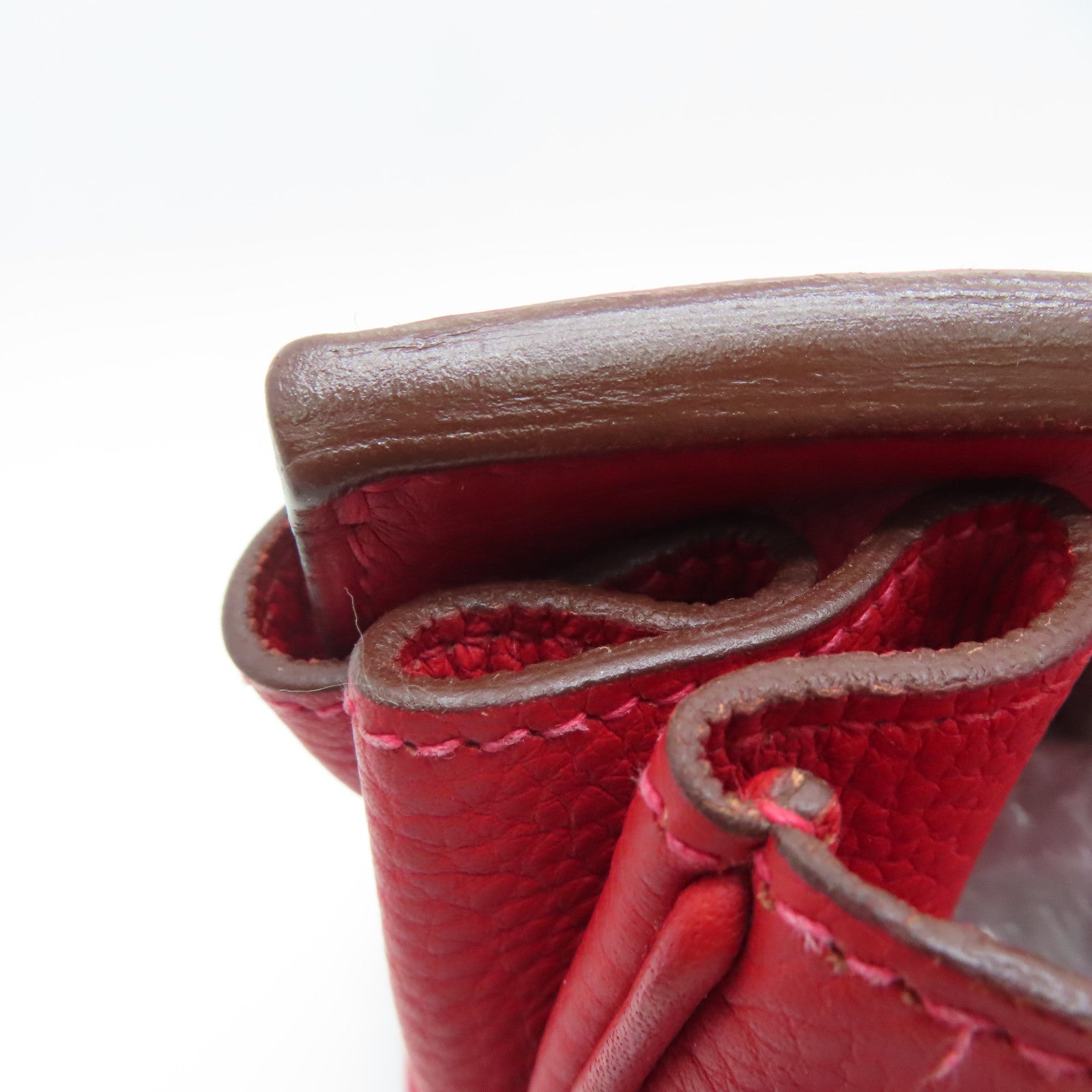 HERMES Clemence皮革Shoulder Birkin銀扣肩背袋紅色