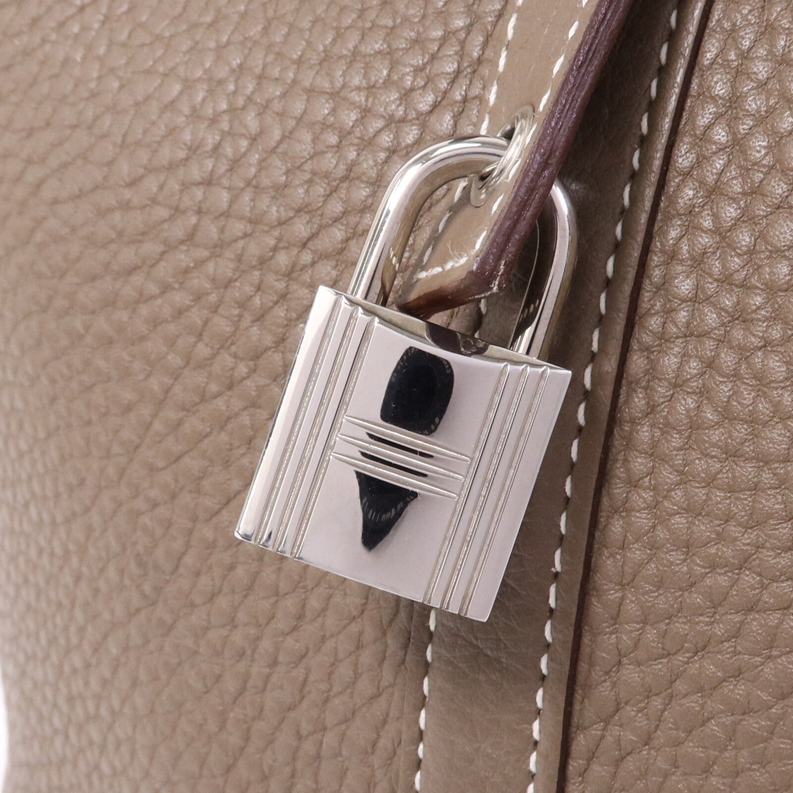 HERMES Clemence皮革Picotin MM銀扣手挽袋Etoupe