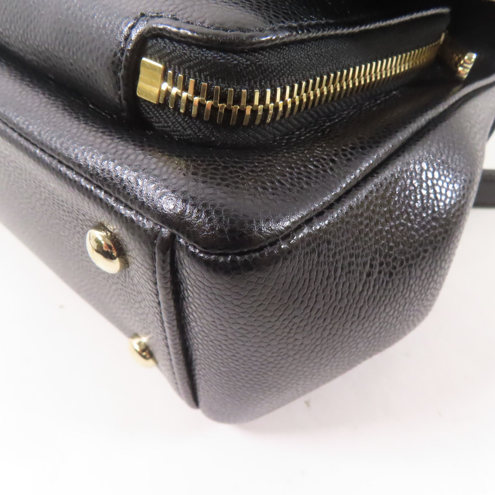 CHANEL 牛皮皮革2 Way Shoulder Bag金扣手挽肩背兩用袋黑色