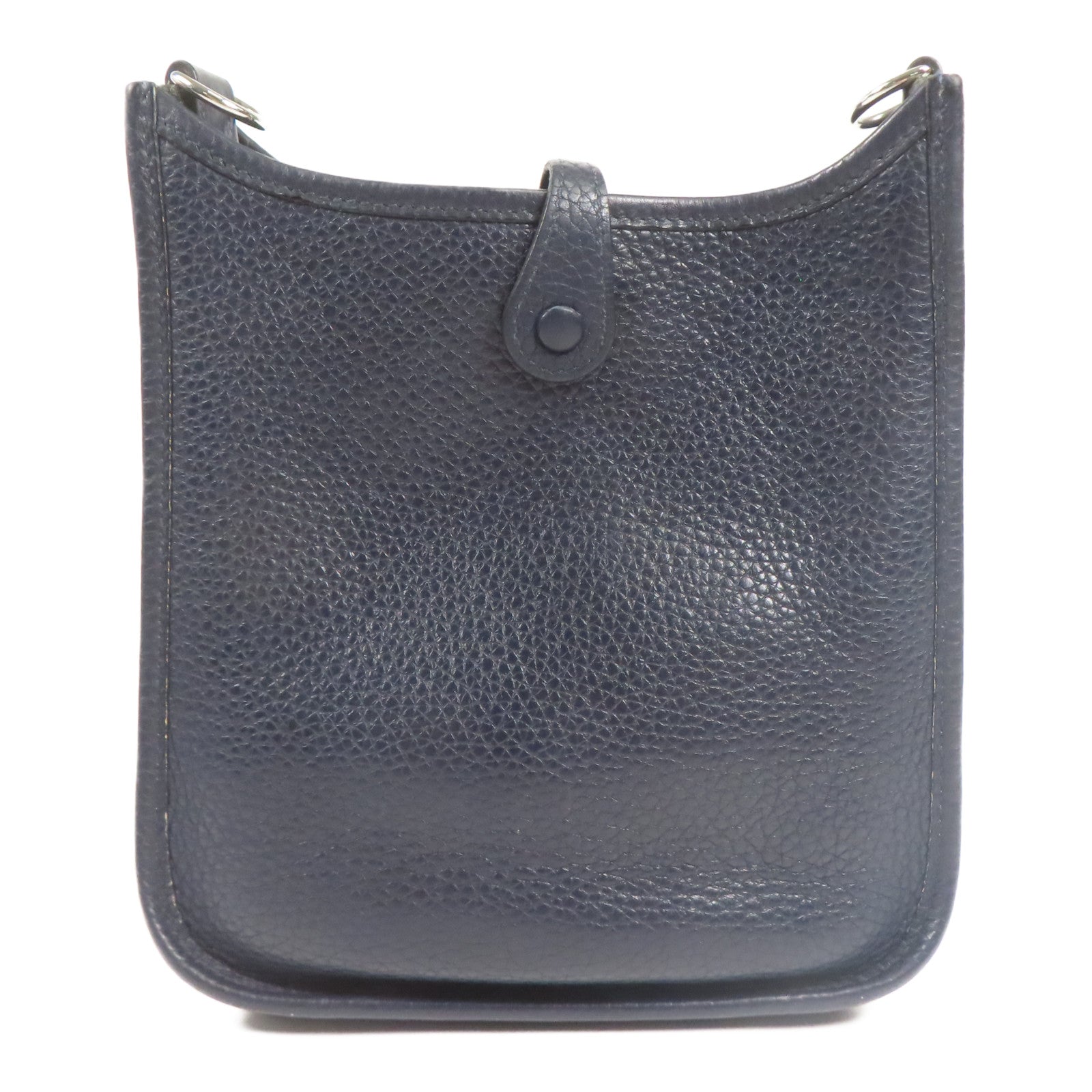 HERMES Clemence皮革Evelyne TPM銀扣肩背袋Bleu Ocean