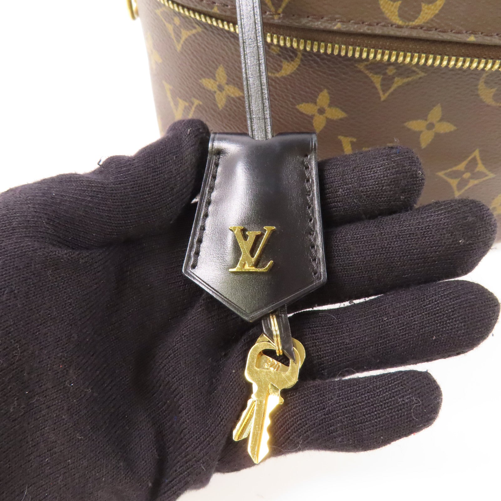 LOUIS VUITTON Monogram Reverse Vanity PM金扣手挽肩背兩用袋棕色
