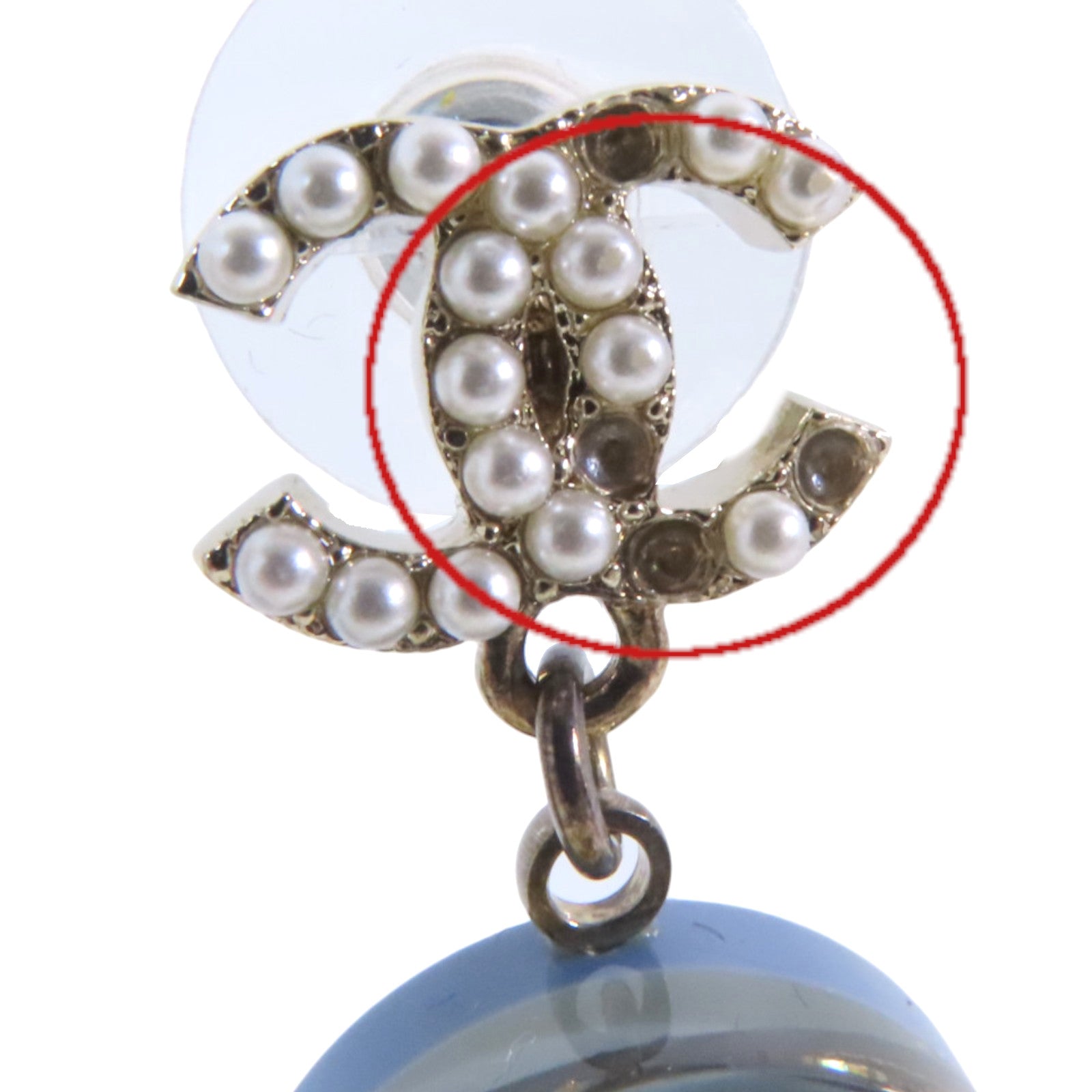 CHANEL 金屬/仿珍珠/PVC Earrings銀扣耳環