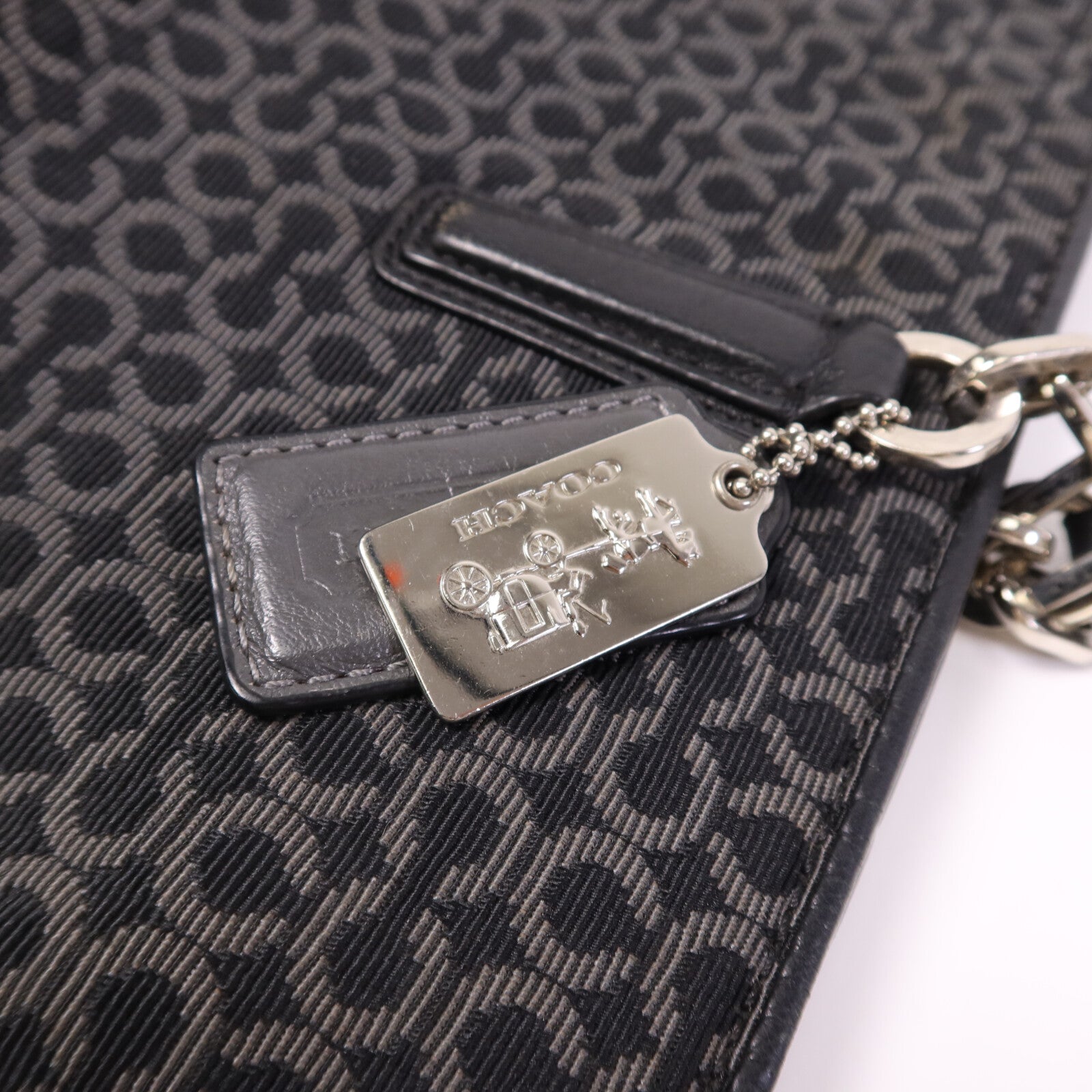 COACH 帆布Tote Bag銀扣肩背袋