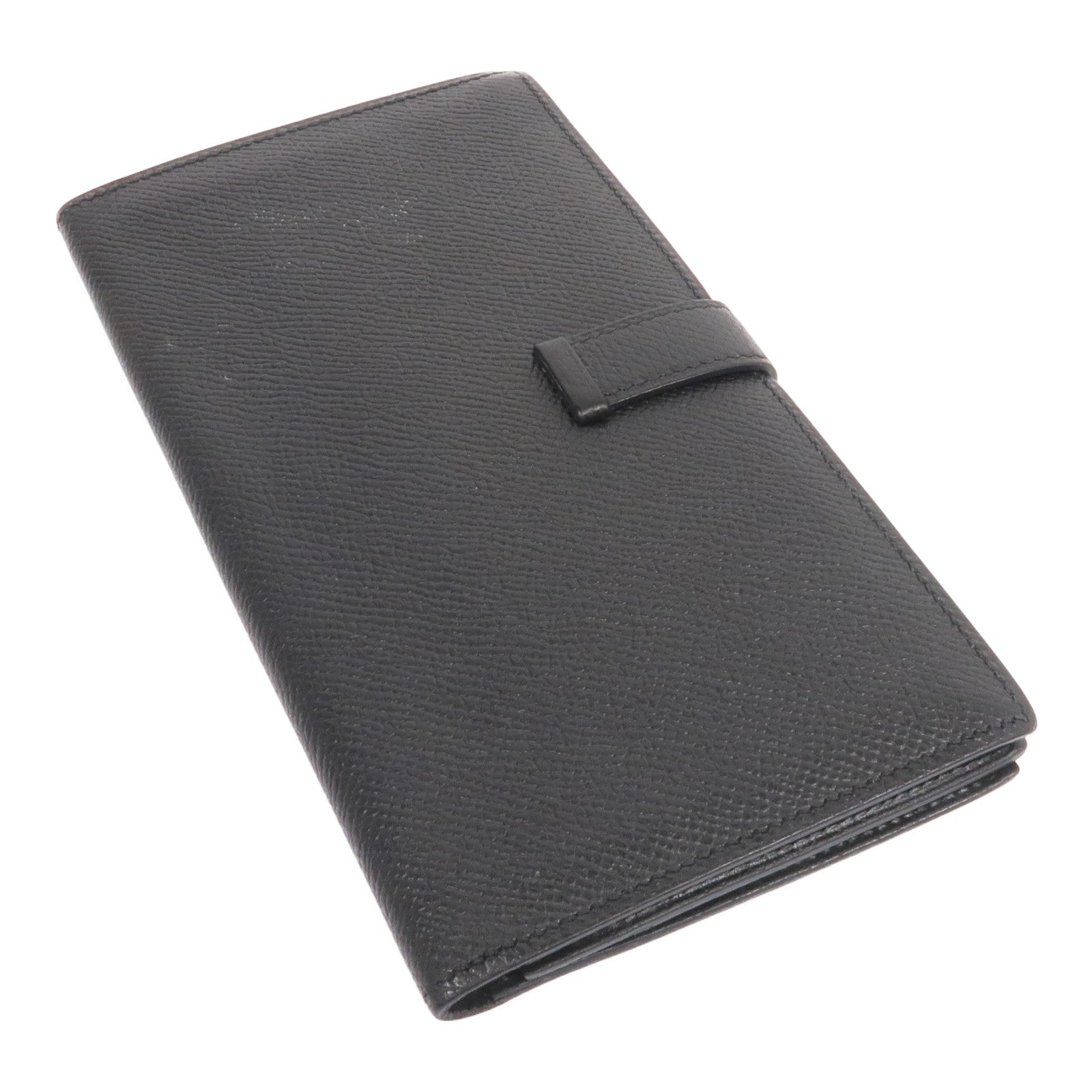 HERMES Epsom皮革Bearn Long Wallet銀扣長錢包Noir