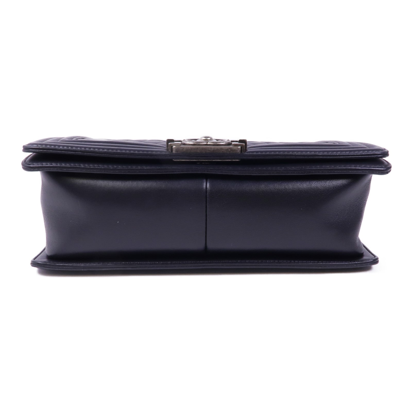 CHANEL 羊皮皮革Boy 25銀扣鏈帶肩背袋