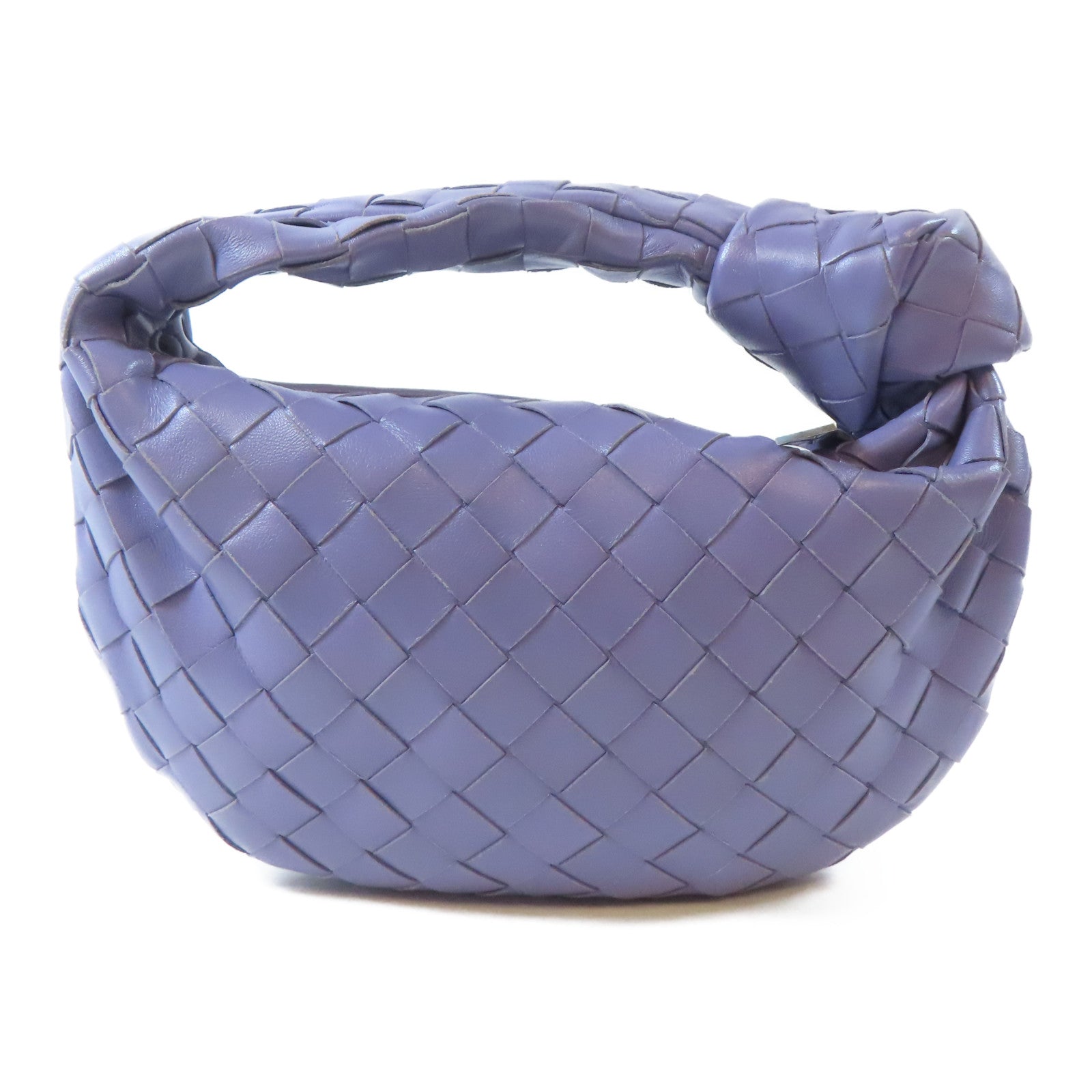 BOTTEGA VENETA 【激減優惠】牛皮皮革Mini Jodie銀扣手挽袋紫色