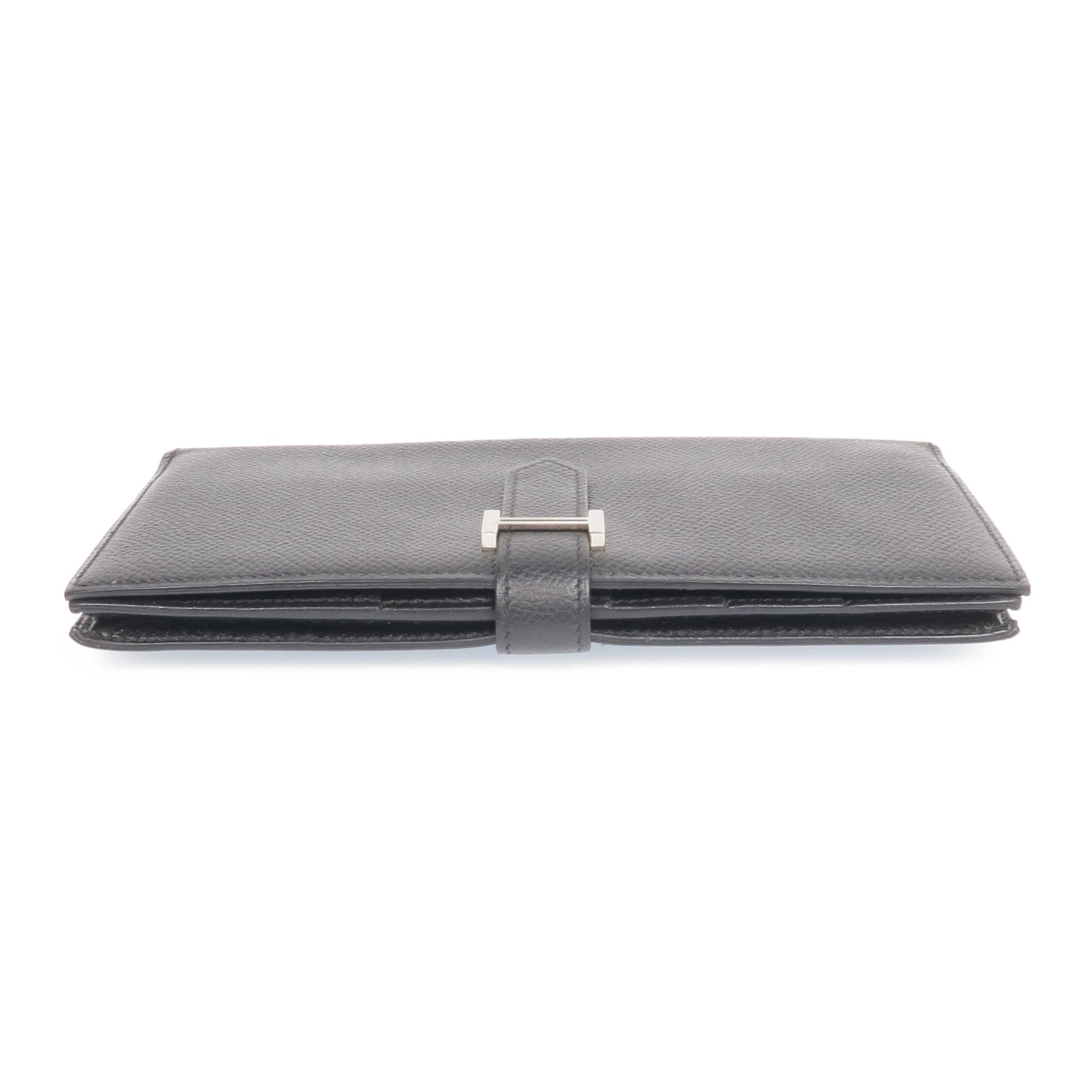 HERMES Epsom皮革Bearn Long Wallet銀扣長錢包Noir