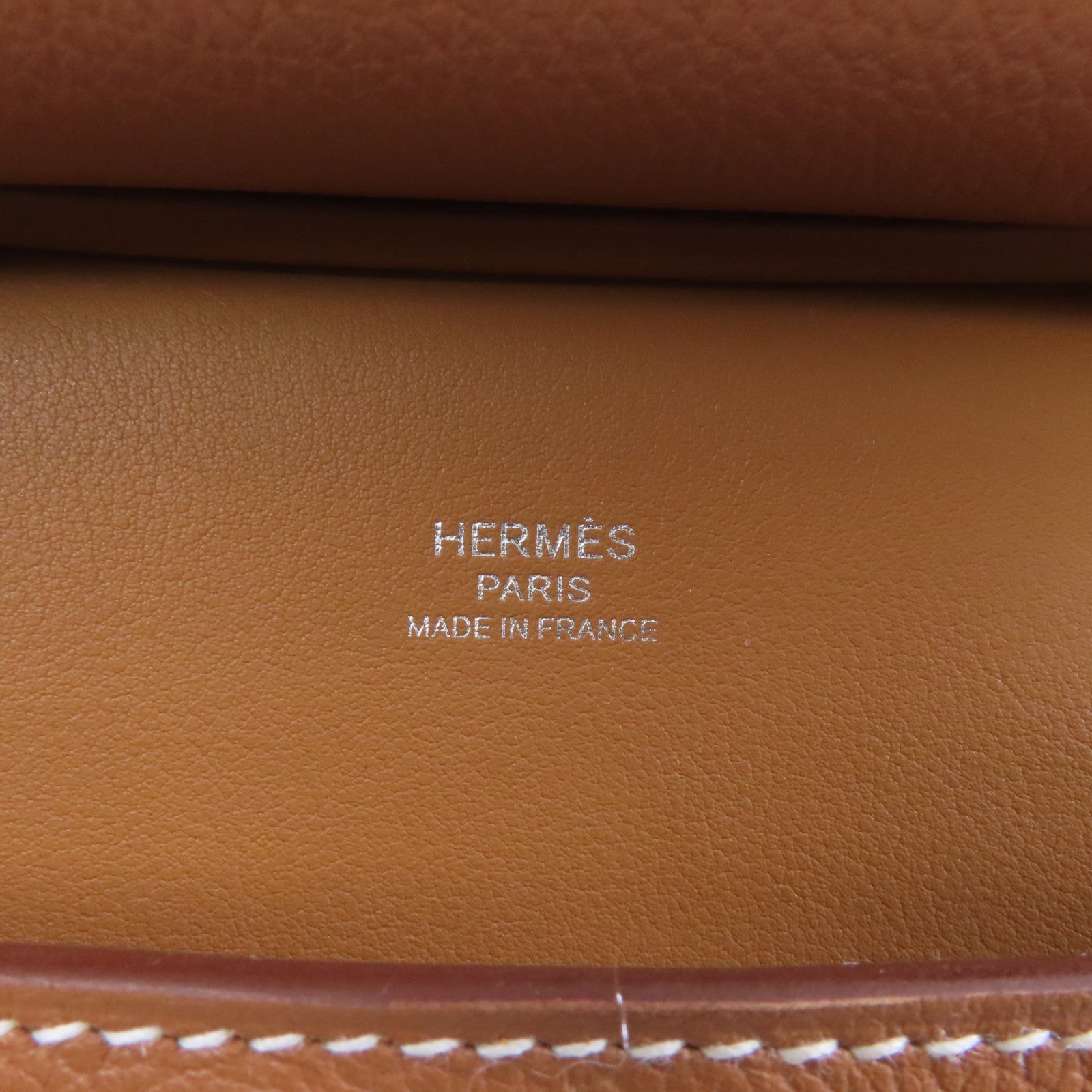 HERMES Evercolor皮革Mini Jypsiere銀扣肩背袋Gold/棕色