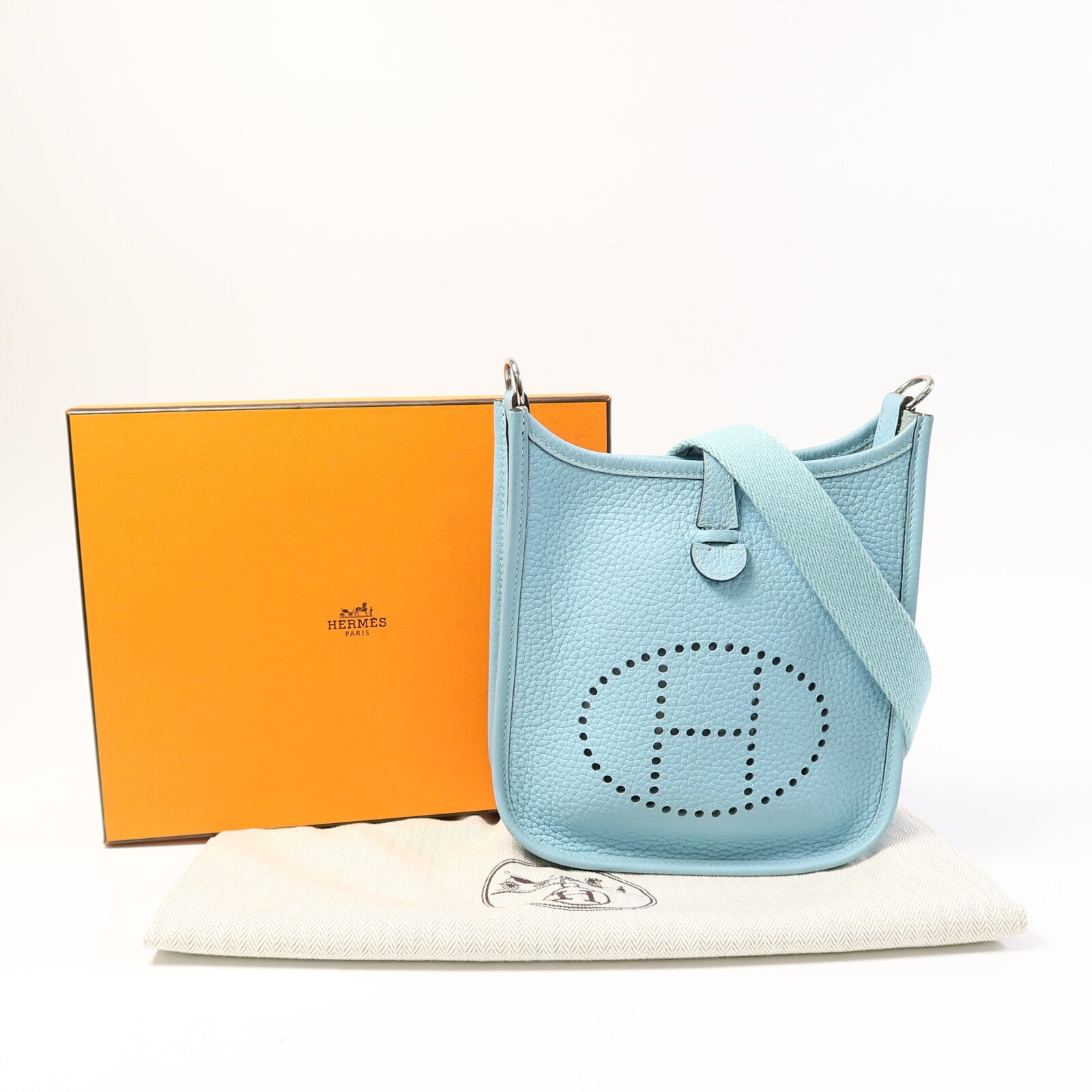 HERMES Evelyne TPM肩背袋Bleu Atoll