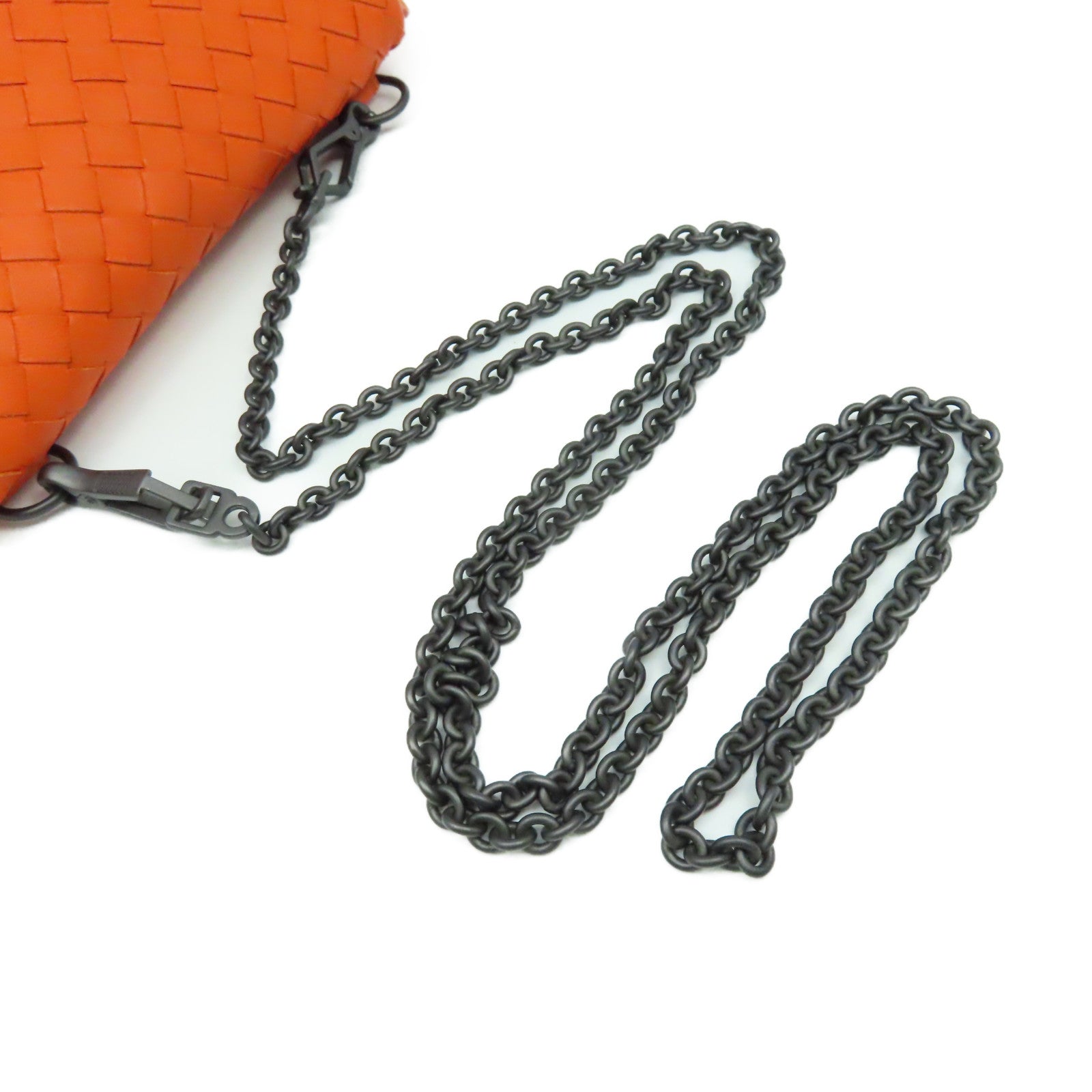 BOTTEGA VENETA 【激減優惠】織紋皮革Chain Shoulder Bag鏈帶肩背袋橙色
