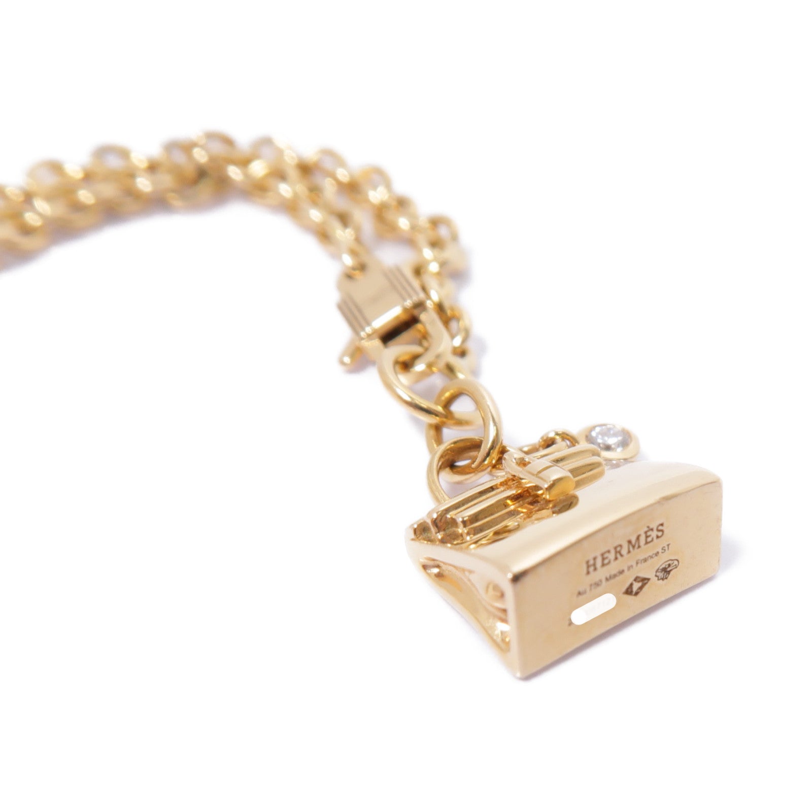 HERMES 18K玫瑰金Amulettes Kelly Pampille 0.04ct鑽石手鏈