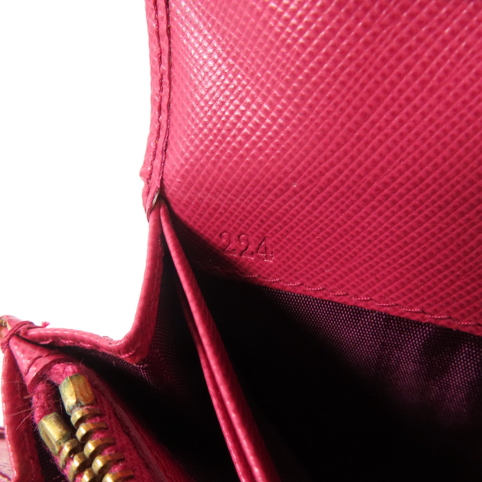 PRADA GHW Long Wallet Bi-fold Wallet Calfskin Leather Pink