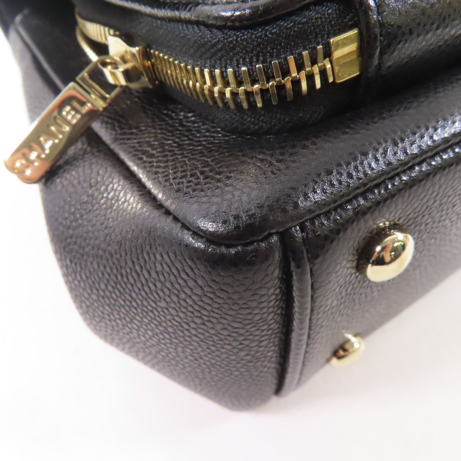 CHANEL 牛皮皮革2 Way Shoulder Bag金扣手挽肩背兩用袋黑色