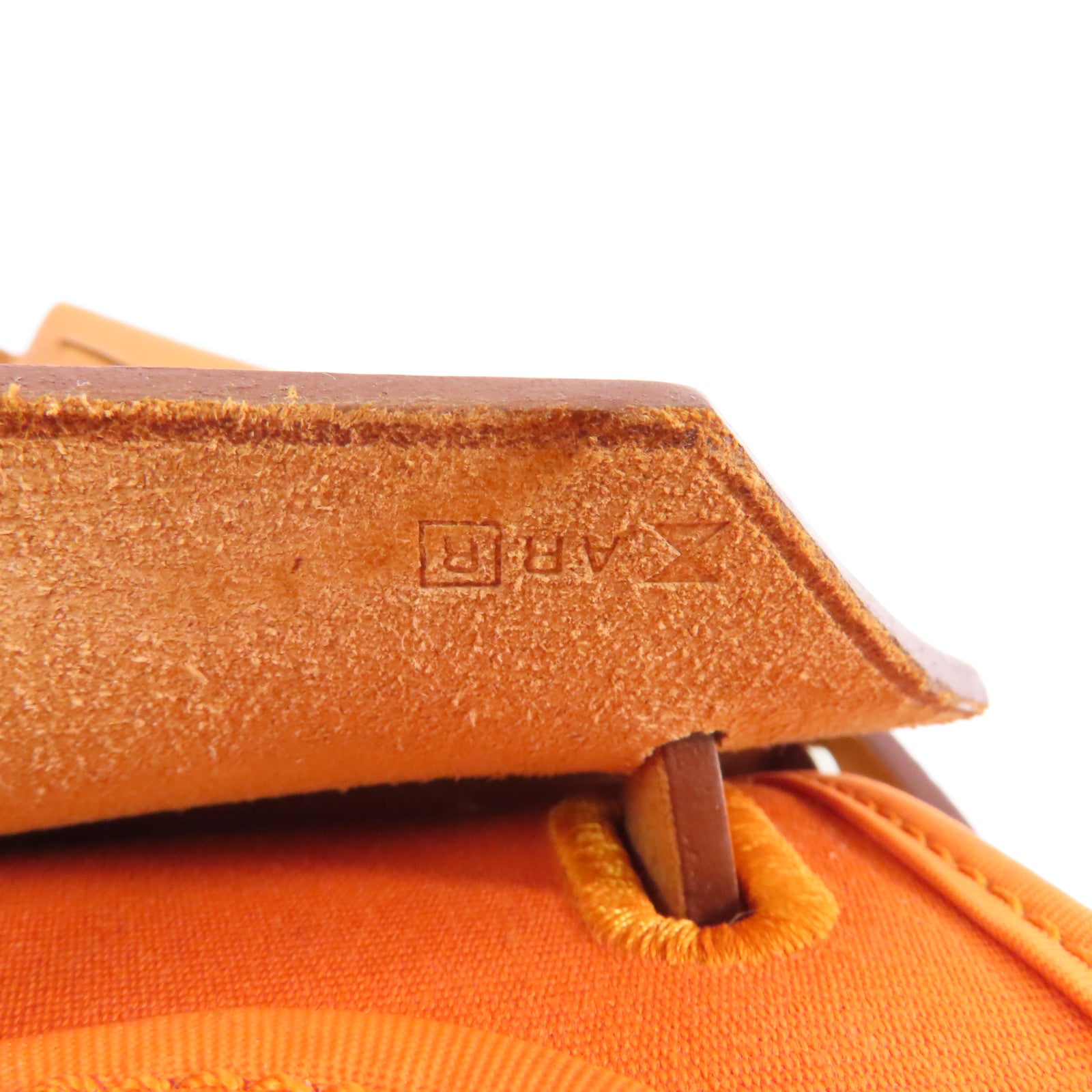 HERMES 帆布/皮革Herbag PM銀扣手挽肩背兩用袋橙色/啡色