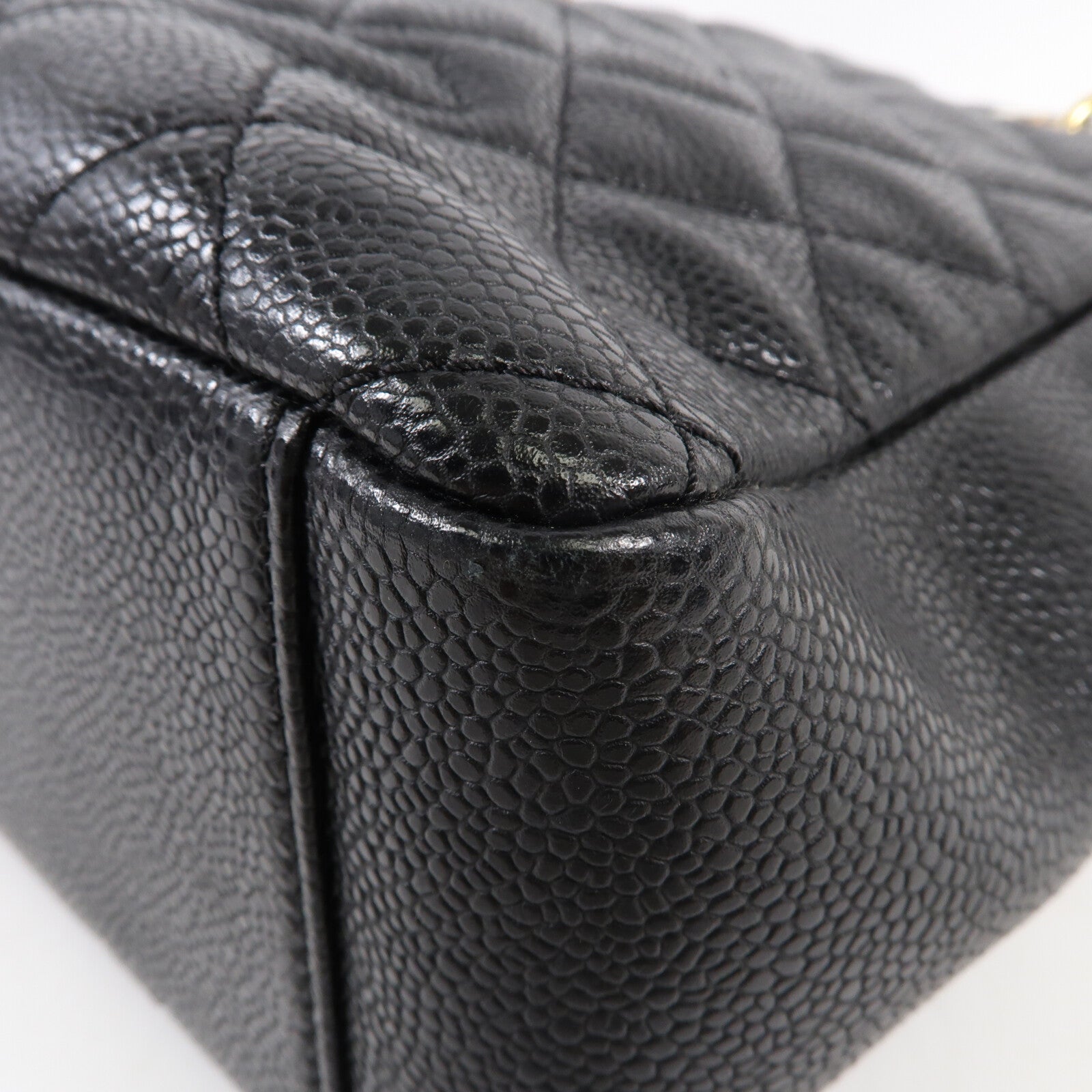 CHANEL 牛皮皮革Shoulder Bag 金扣鏈帶肩背袋