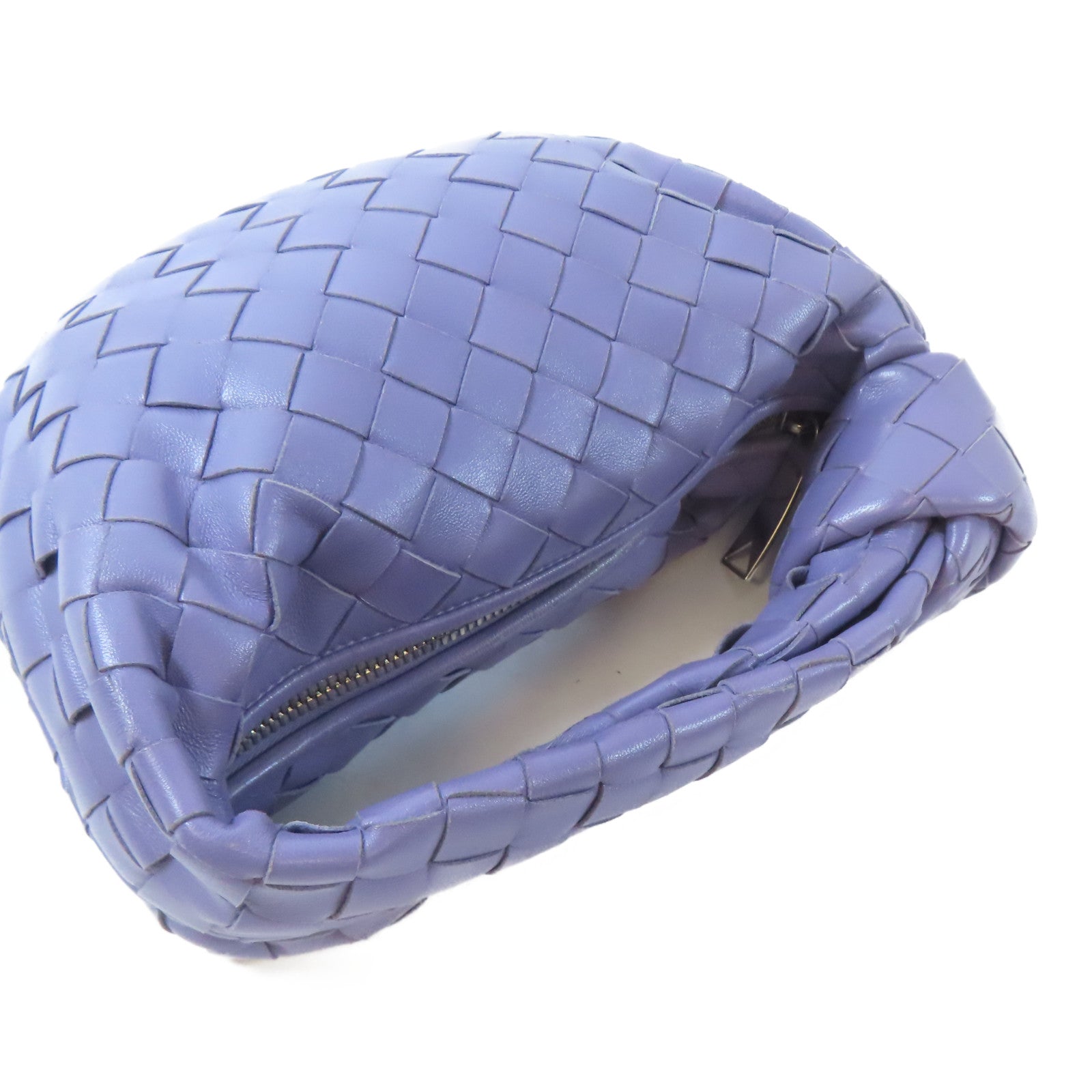 BOTTEGA VENETA 【激減優惠】牛皮皮革Mini Jodie銀扣手挽袋紫色