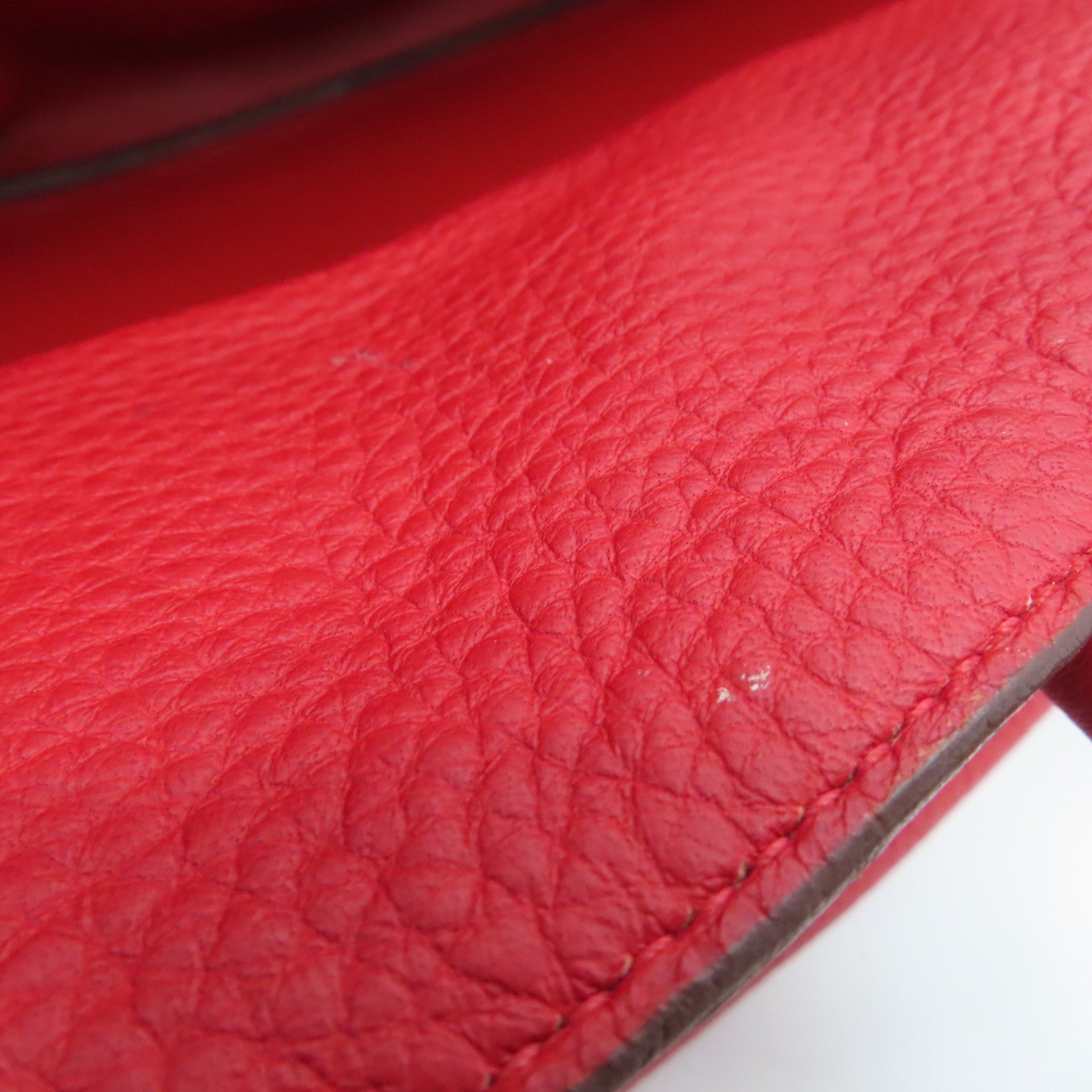 HERMES Clemence皮革Shoulder Birkin銀扣肩背袋紅色