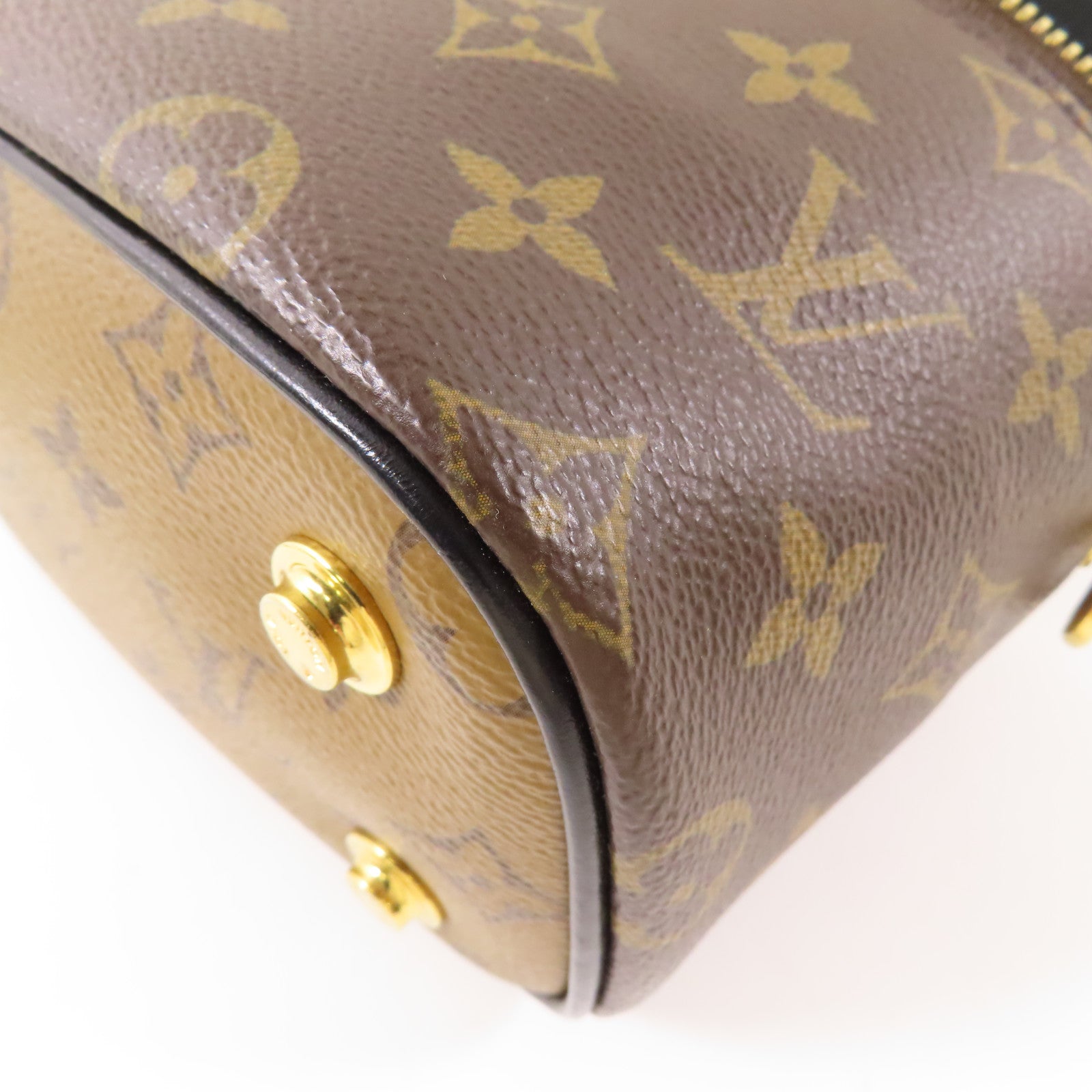 LOUIS VUITTON Monogram Reverse Vanity PM金扣手挽肩背兩用袋棕色