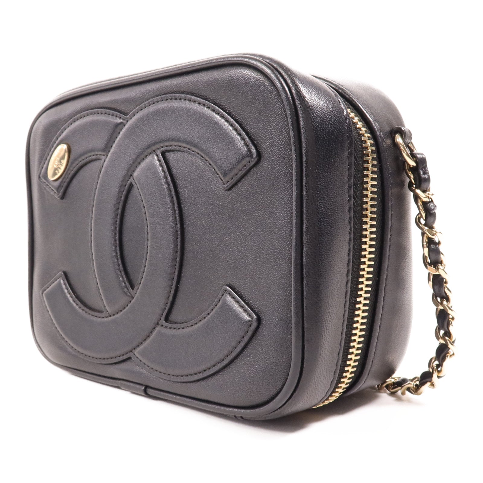 CHANEL 牛皮皮革Chain Shoulder金扣鏈帶肩背袋
