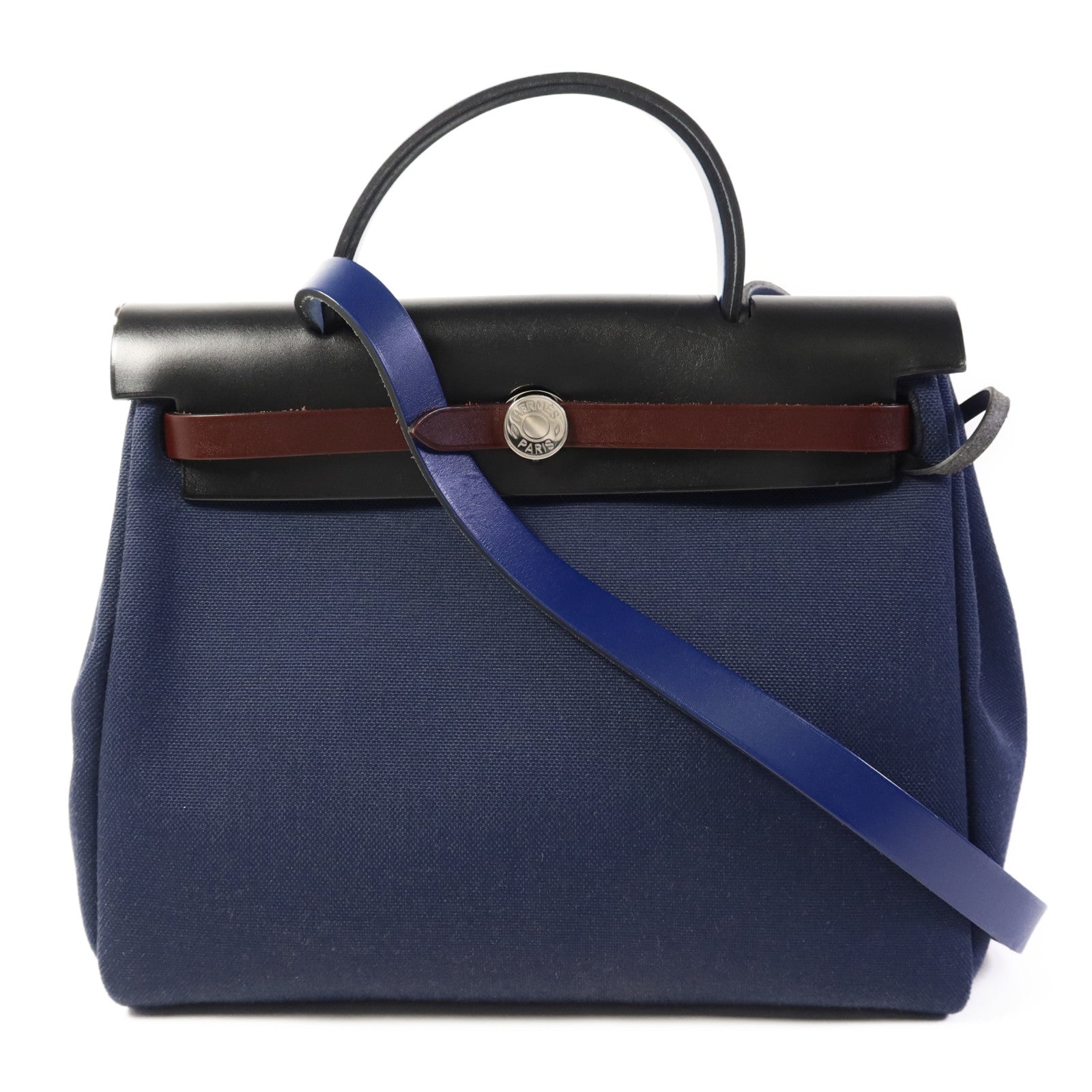 HERMES 帆布Herbag PM銀扣手挽肩背兩用袋