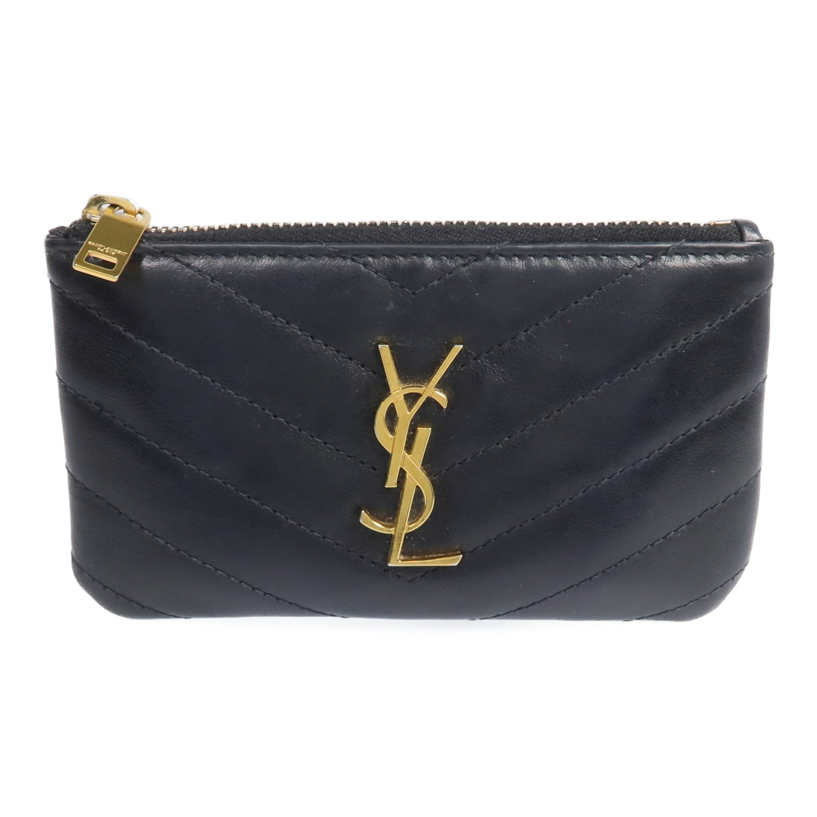 YVES SAINT LAURENT 牛皮皮革Coin Case金扣零錢包