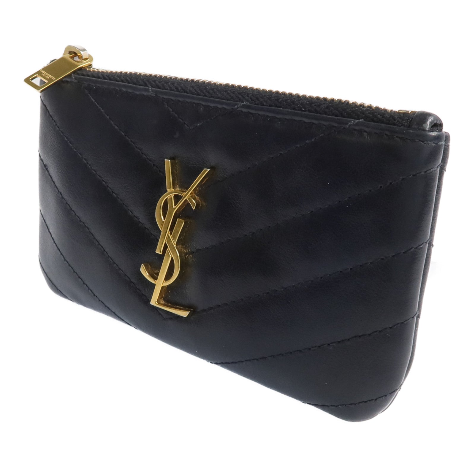 YVES SAINT LAURENT 牛皮皮革Coin Case金扣零錢包