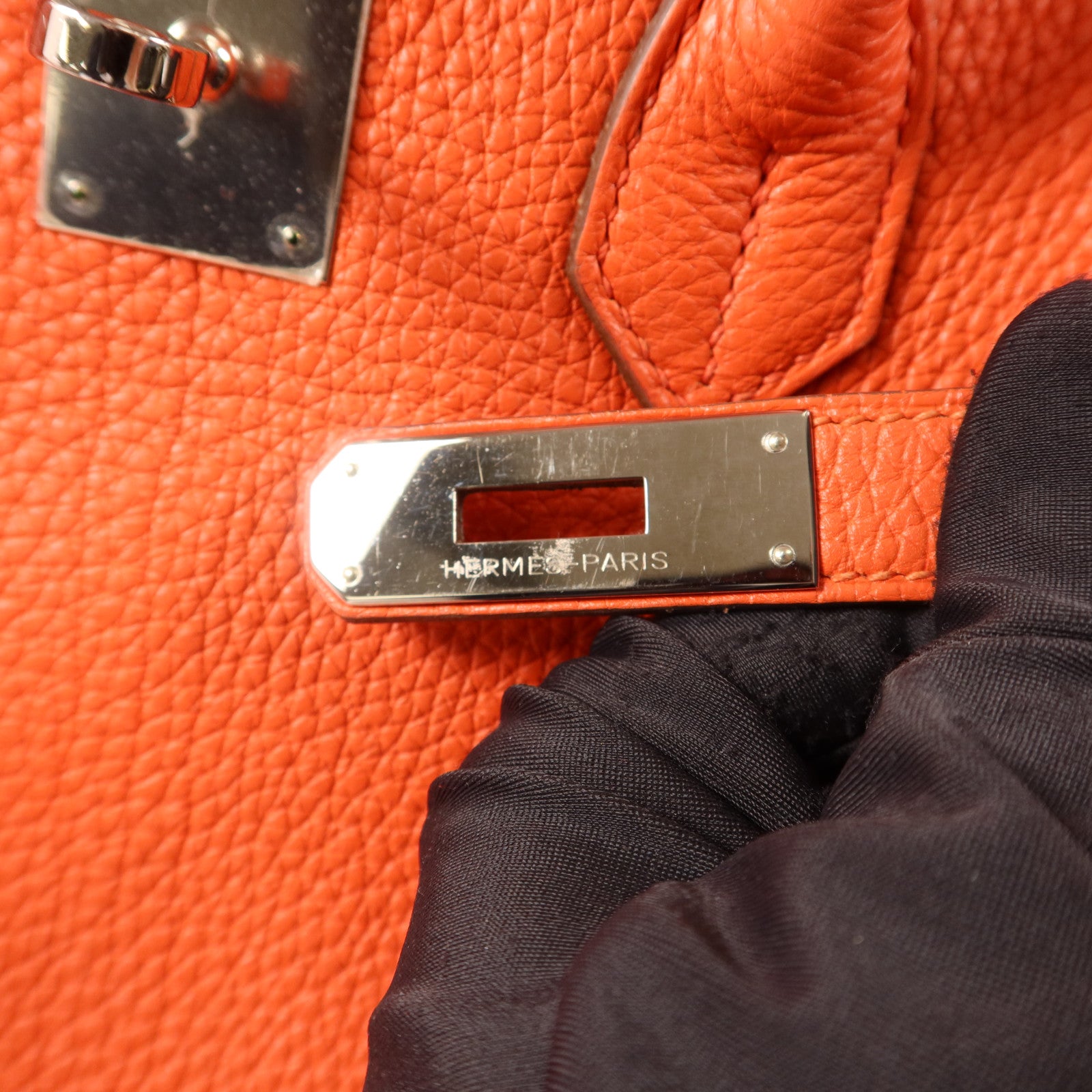 HERMES Clemence皮革Birkin 35銀扣手挽袋