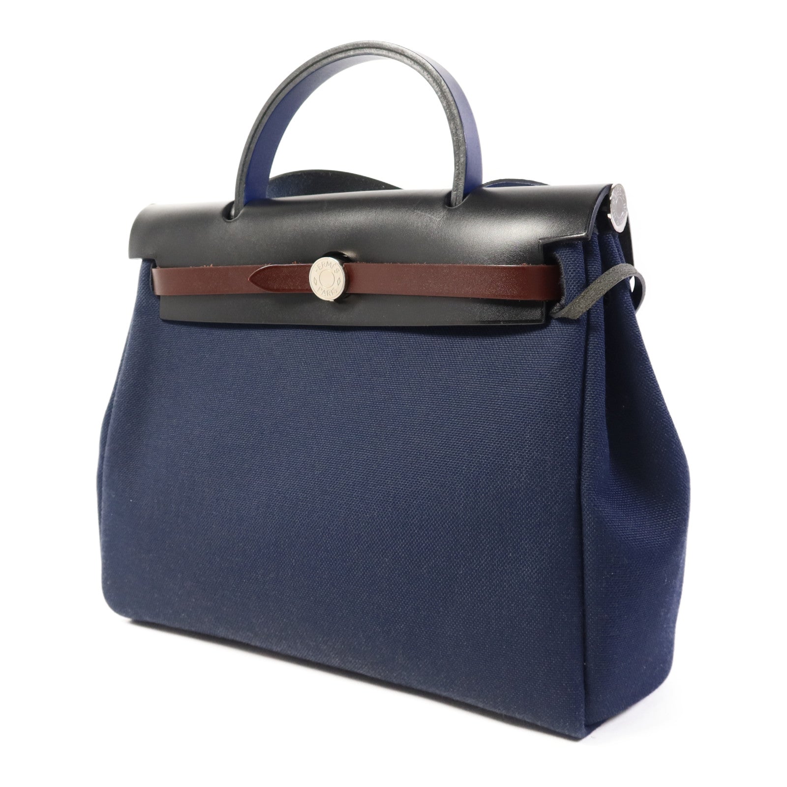 HERMES 帆布Herbag PM銀扣手挽肩背兩用袋